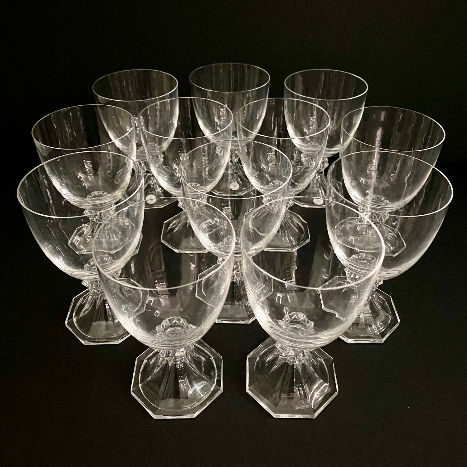 Val St Lambert 1950's Crystal Wine Goblets Set of 12