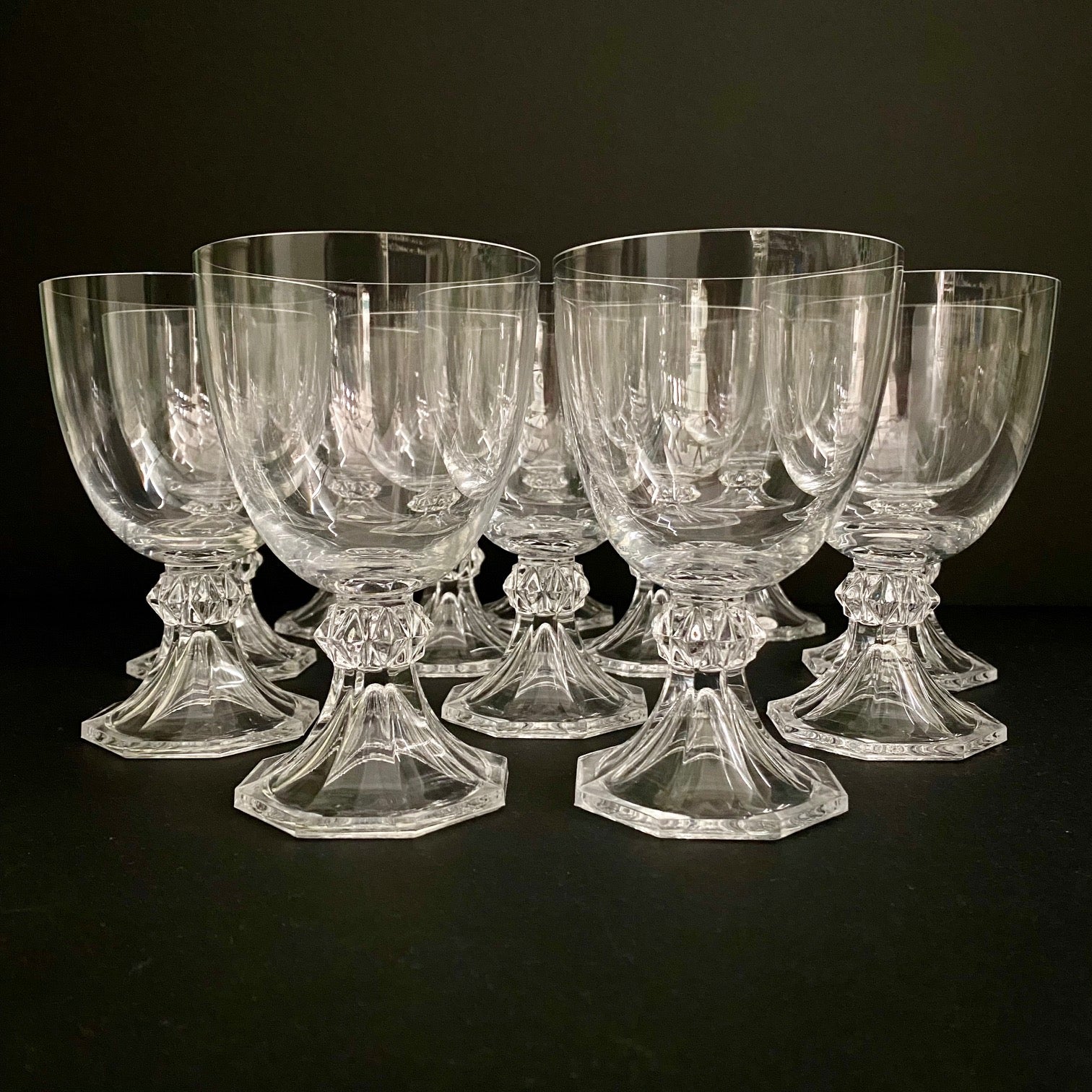 Val St Lambert 1950's Crystal Wine Goblets Set of 12