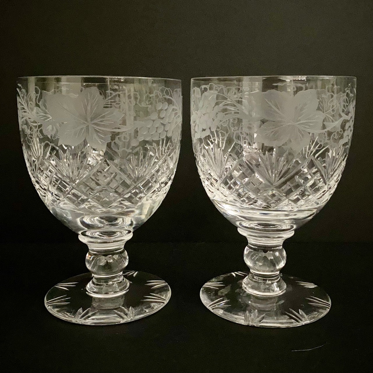 Pair Cut Crystal Goblets