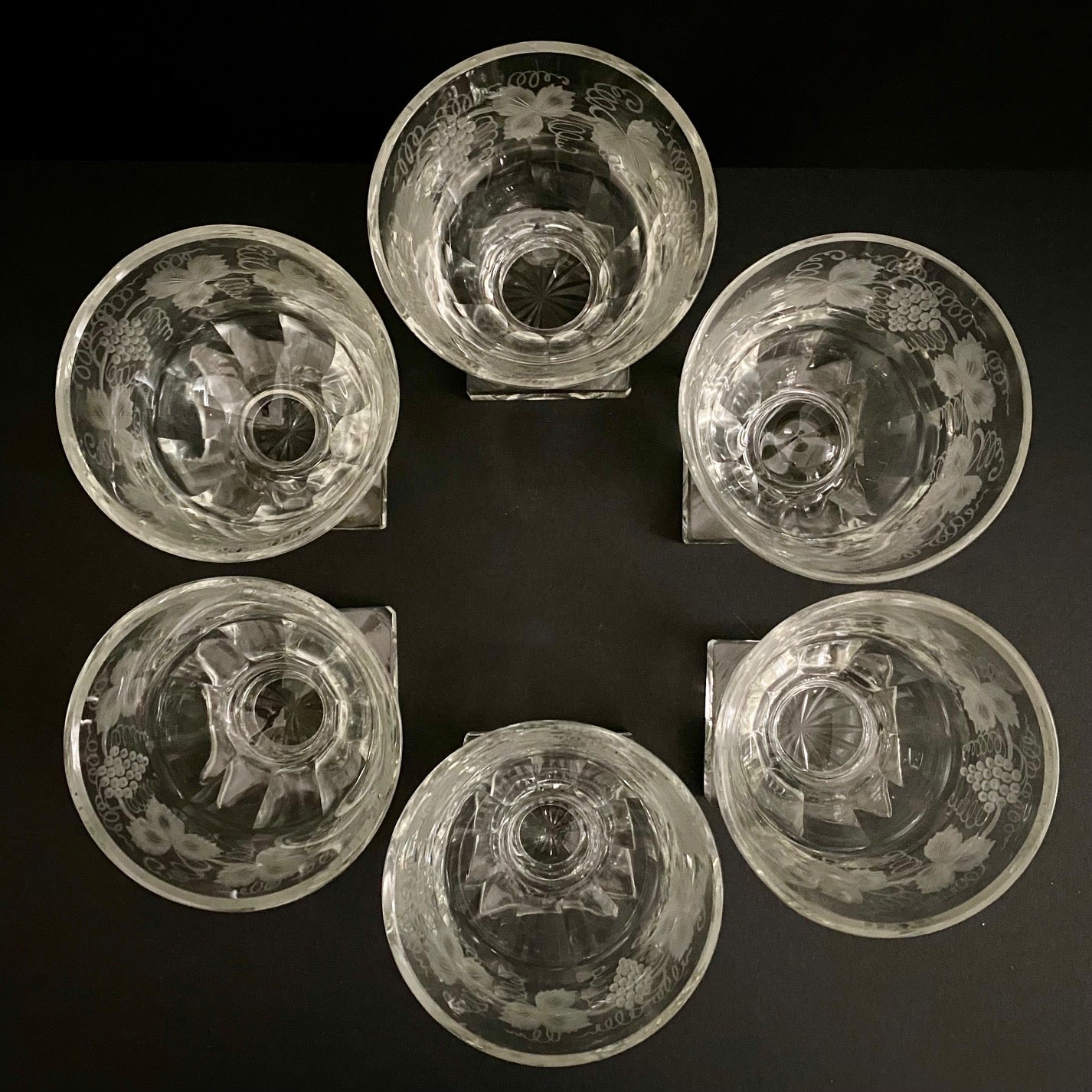 Edwardian Heavy Crystal Goblets Set of 6