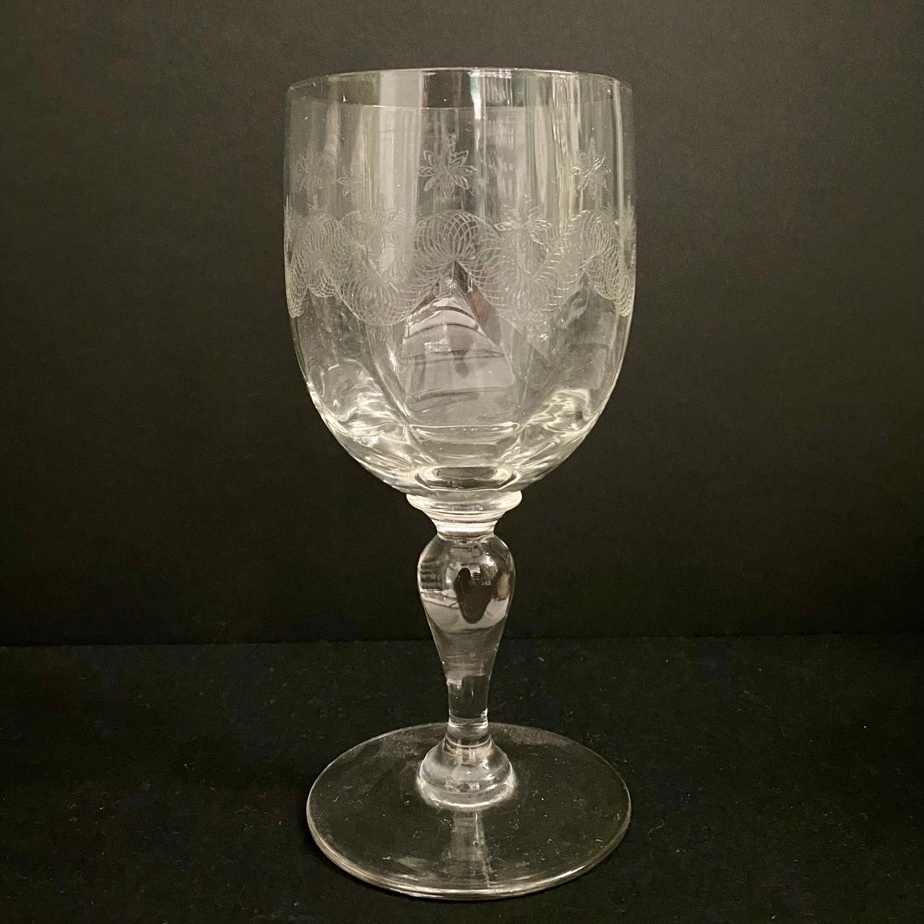 Pretty Etched Wine Glasses Set of 6
