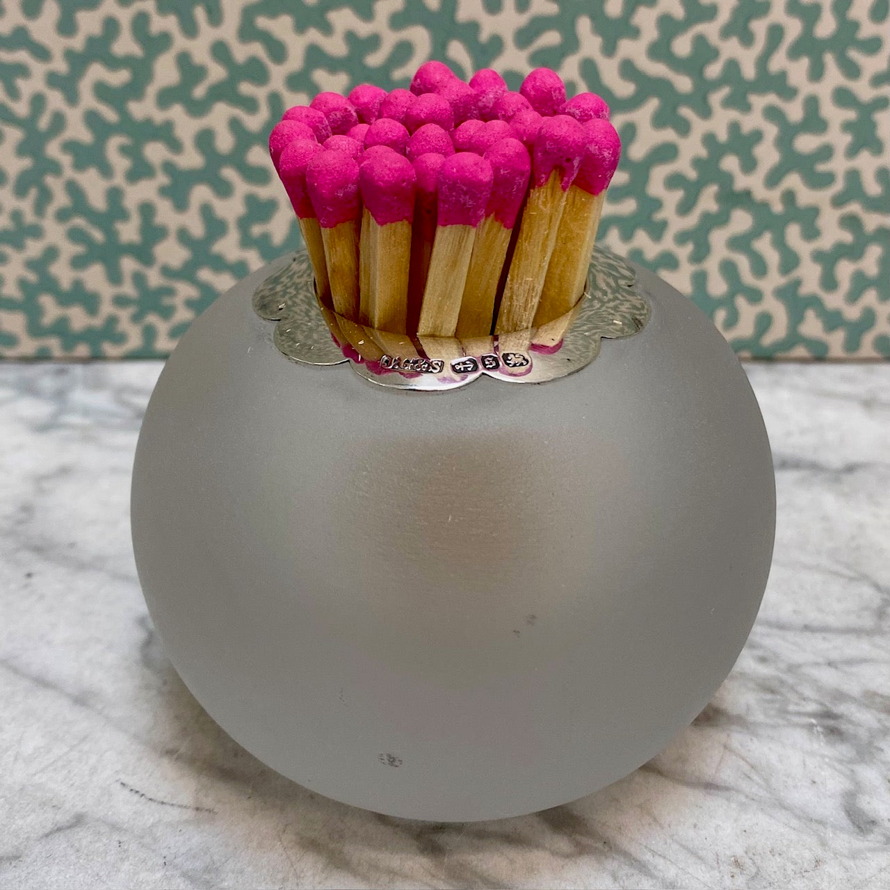 Rare 1892 Scallop Collar Frosted Glass Matchstriker