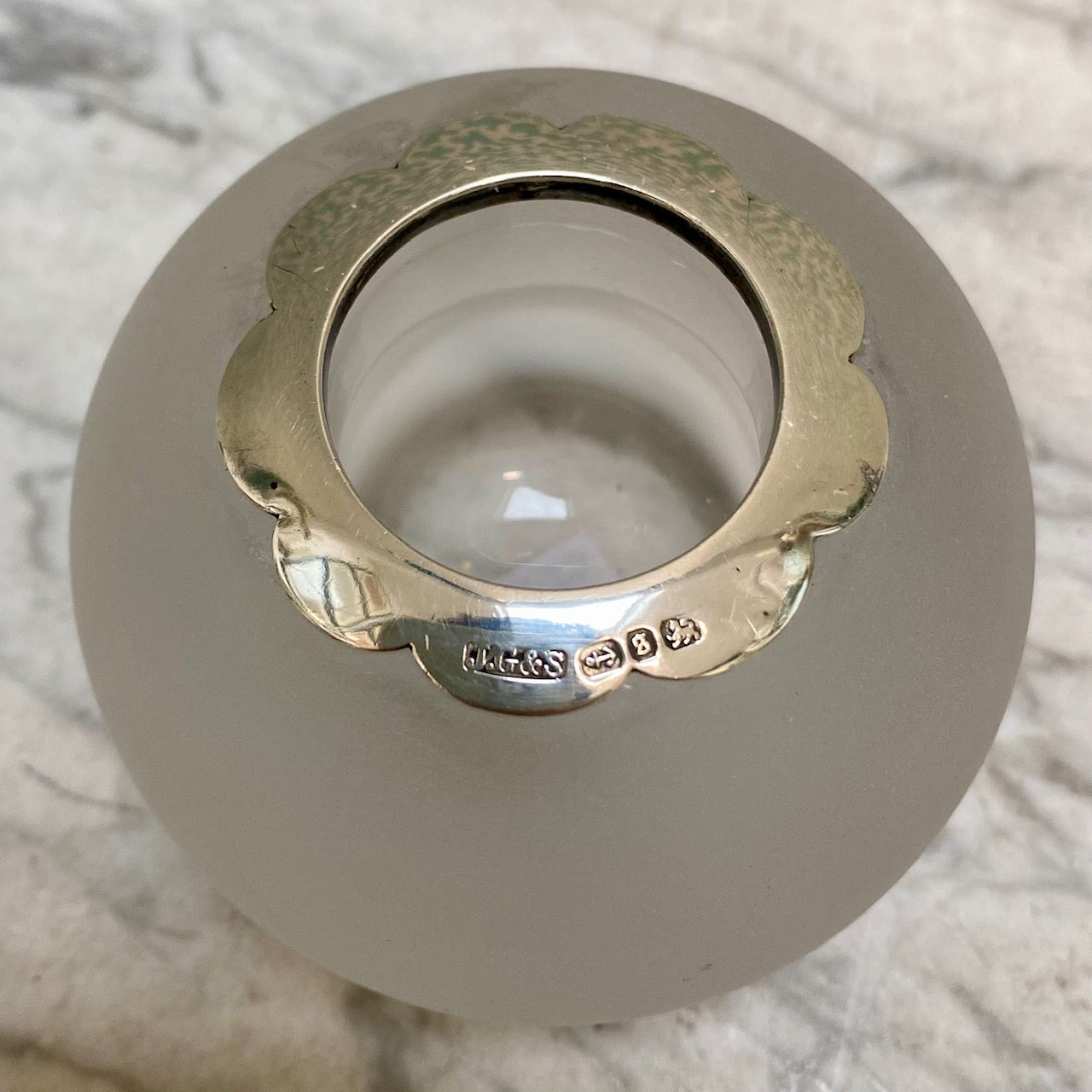 Rare 1892 Scallop Collar Frosted Glass Matchstriker