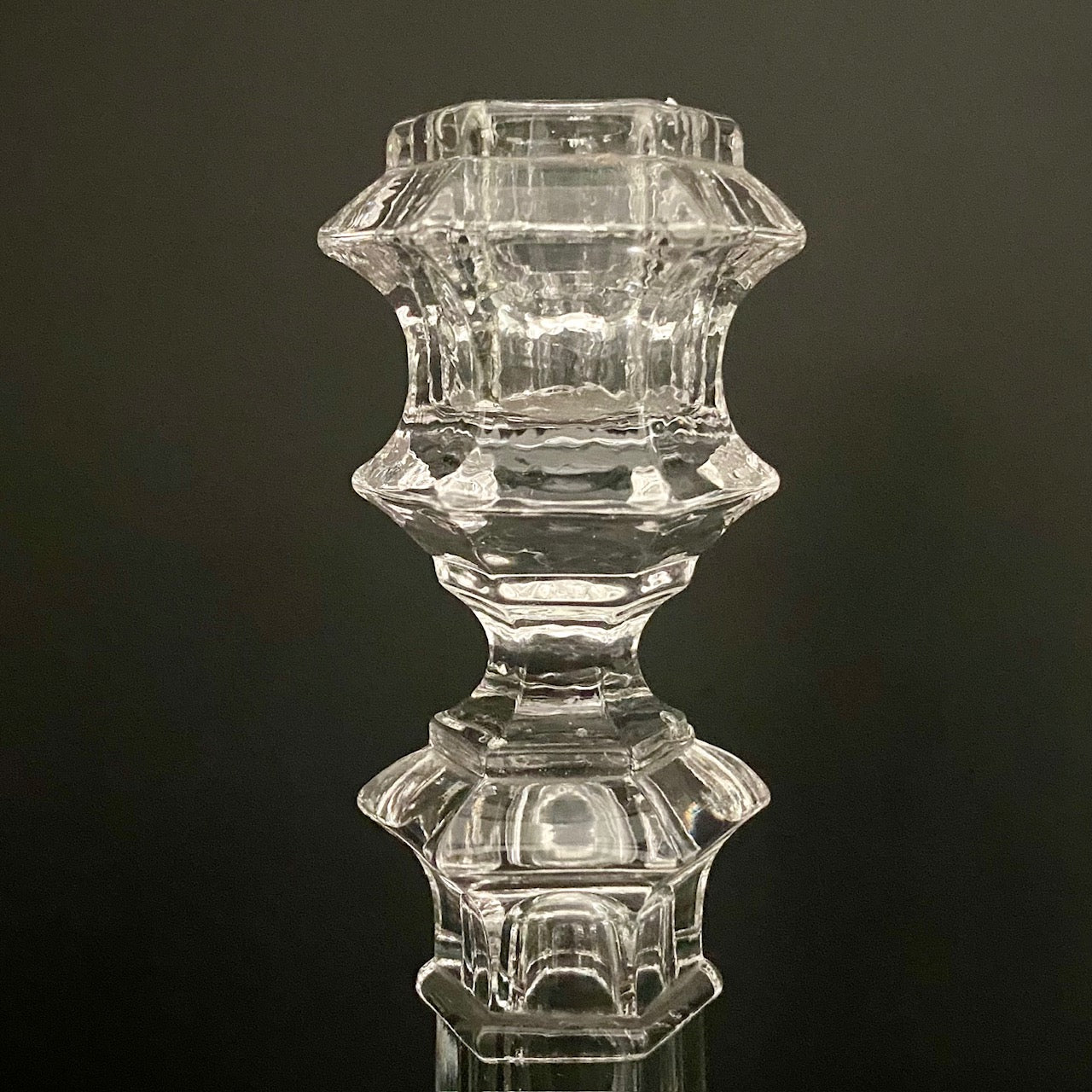 Pair Val St Lambert Belgian Crystal Glass Candlesticks