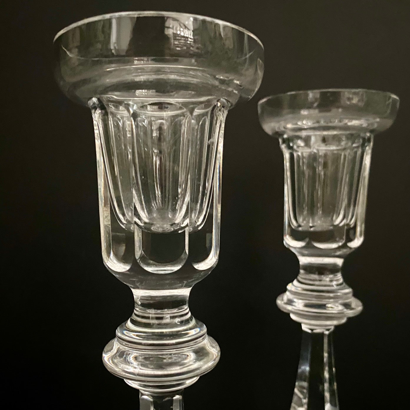 Pair Crystal Glass Candlesticks