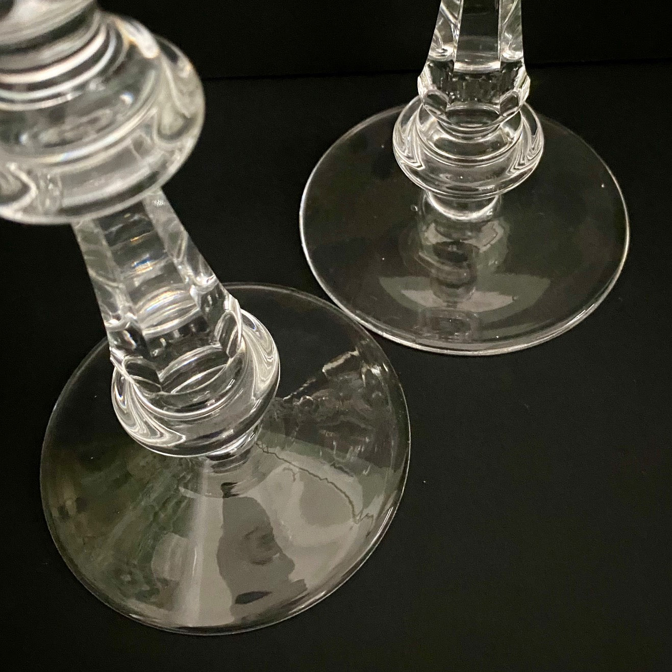 Pair Crystal Glass Candlesticks