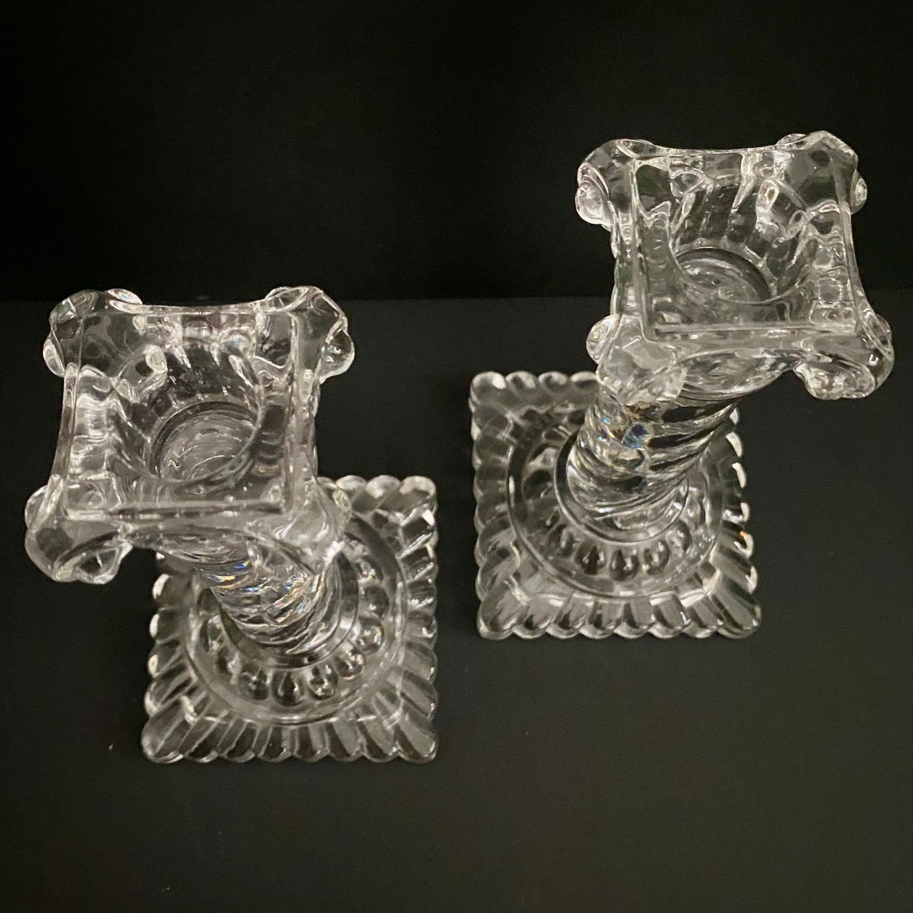 Pair Stunning Baccarat Crystal Twist Column Crystal Candlesticks