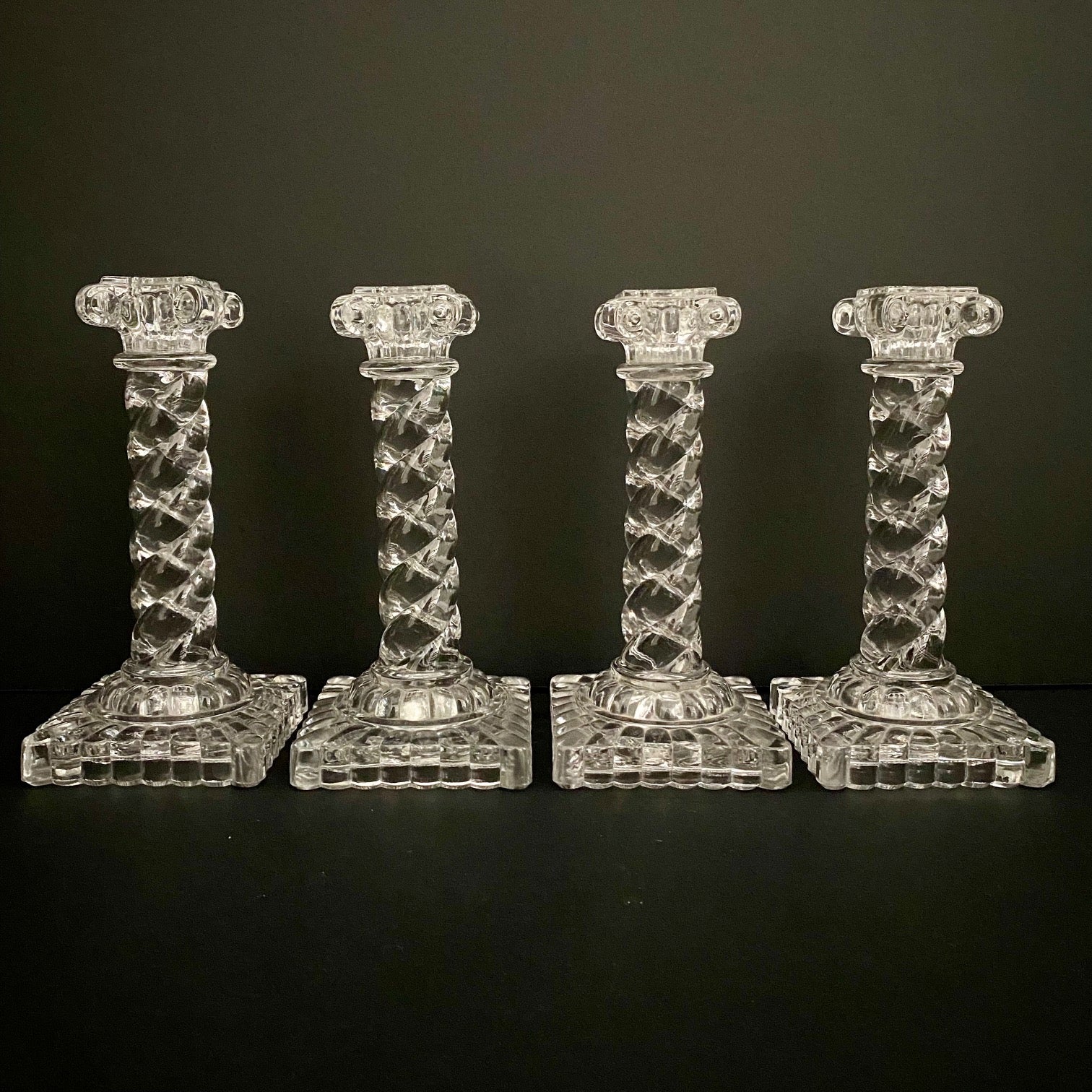 Pair Stunning Baccarat Crystal Twist Column Crystal Candlesticks