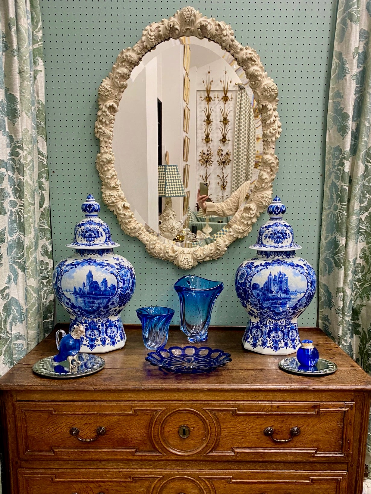 Pair Huge Fabulous Royal Delft Porceleyne Fles Hand Painted Blue & White Ginger Jars