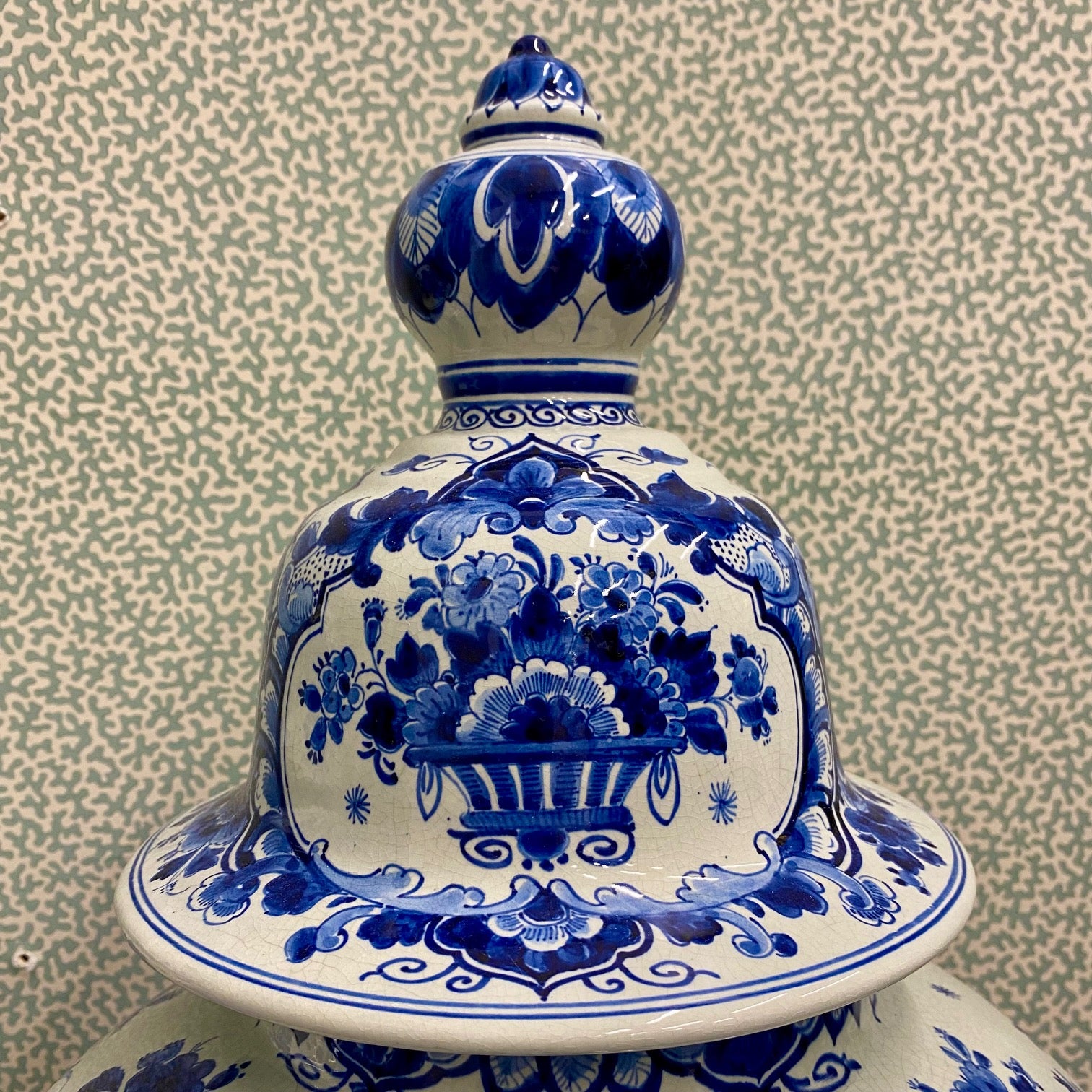 Pair Huge Fabulous Royal Delft Porceleyne Fles Hand Painted Blue & White Ginger Jars