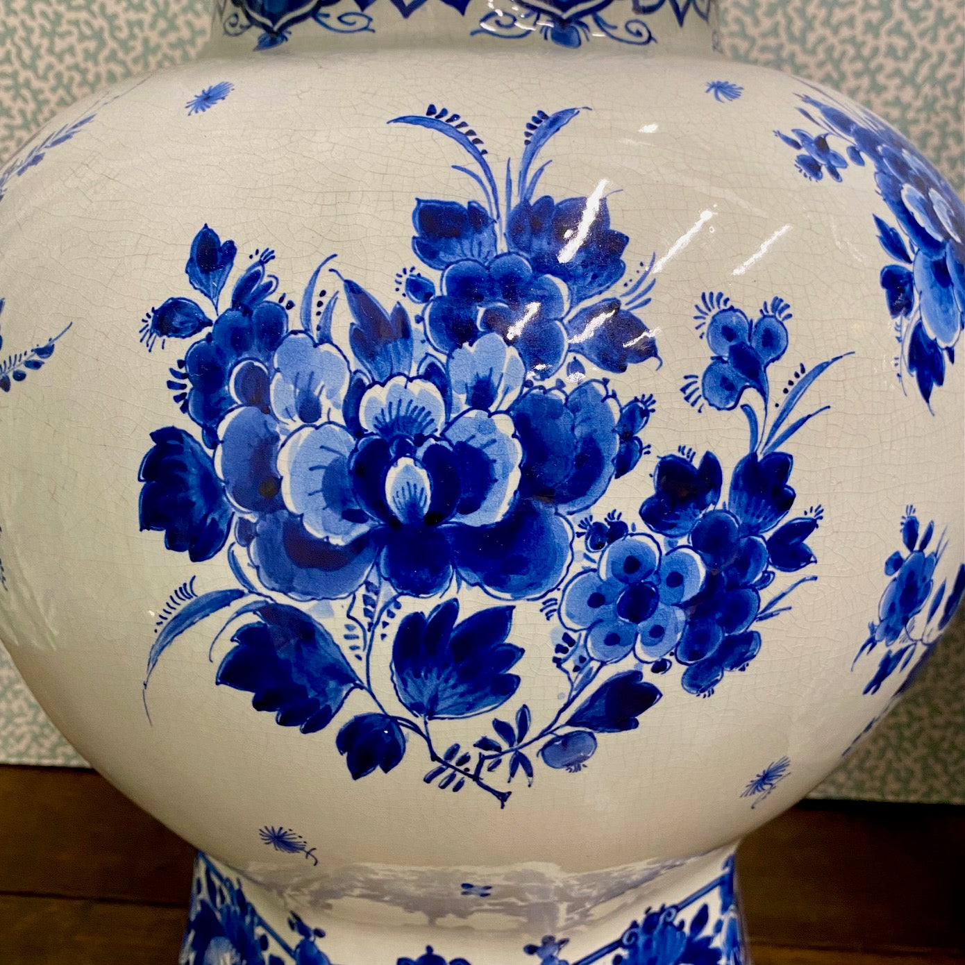 Pair Huge Fabulous Royal Delft Porceleyne Fles Hand Painted Blue & White Ginger Jars