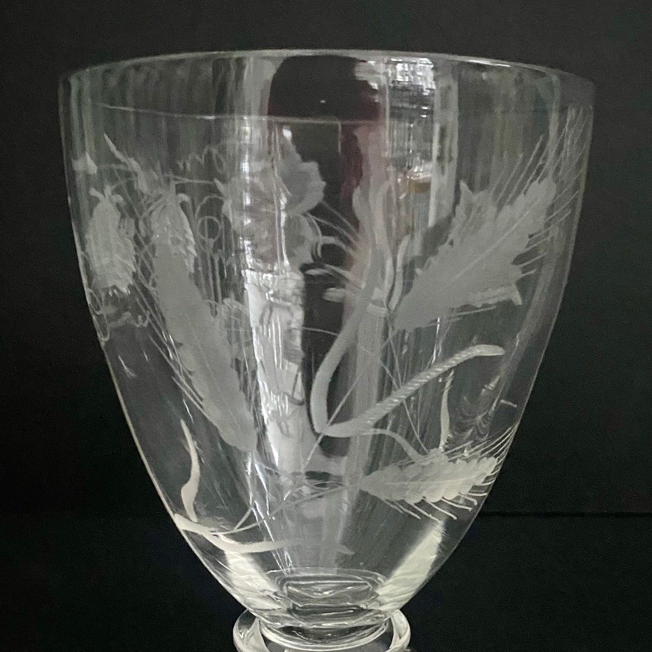 Pair Victorian Crystal Hand Blown Engraved Beer Rummers