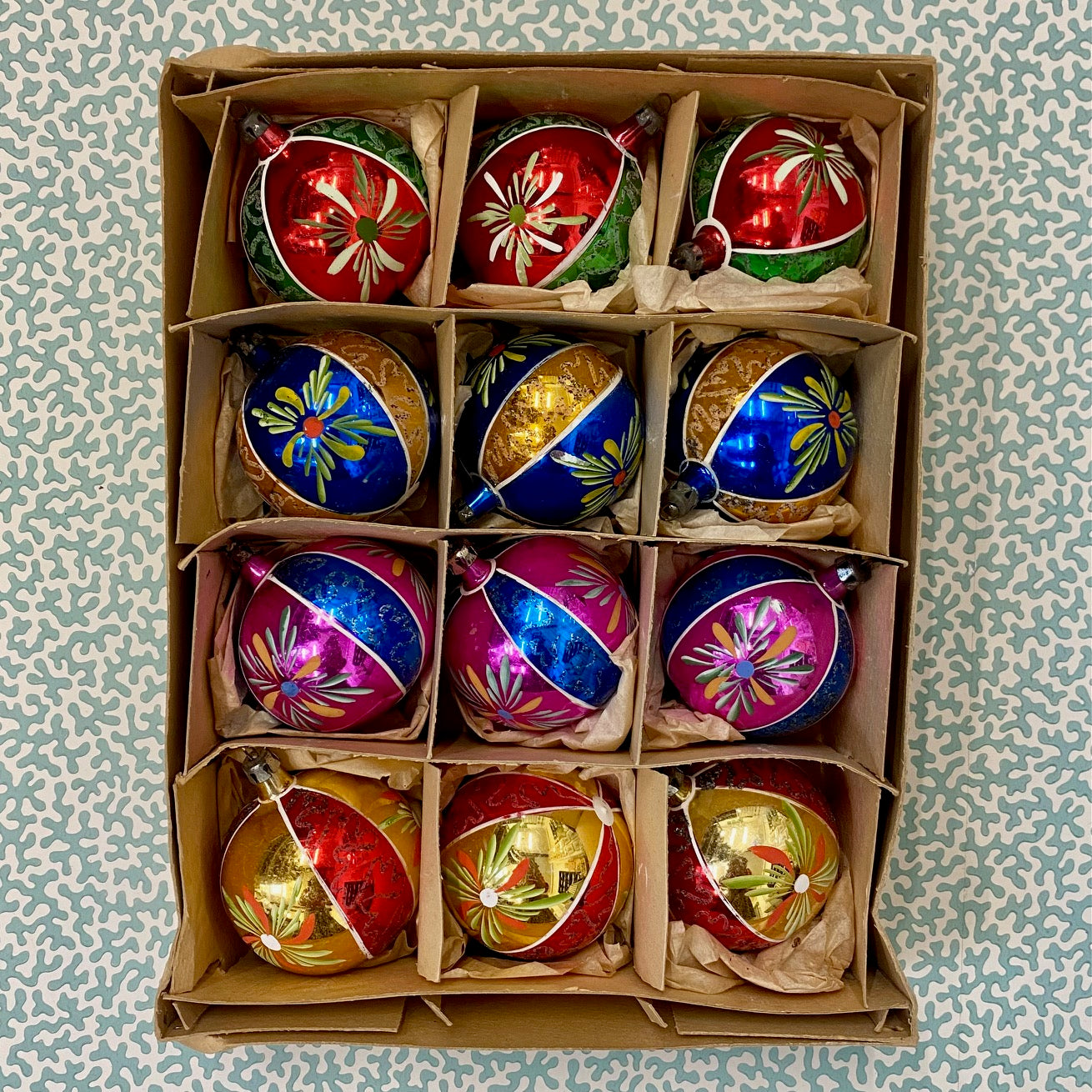 Vintage Mercury Glass Baubles, Set of 12