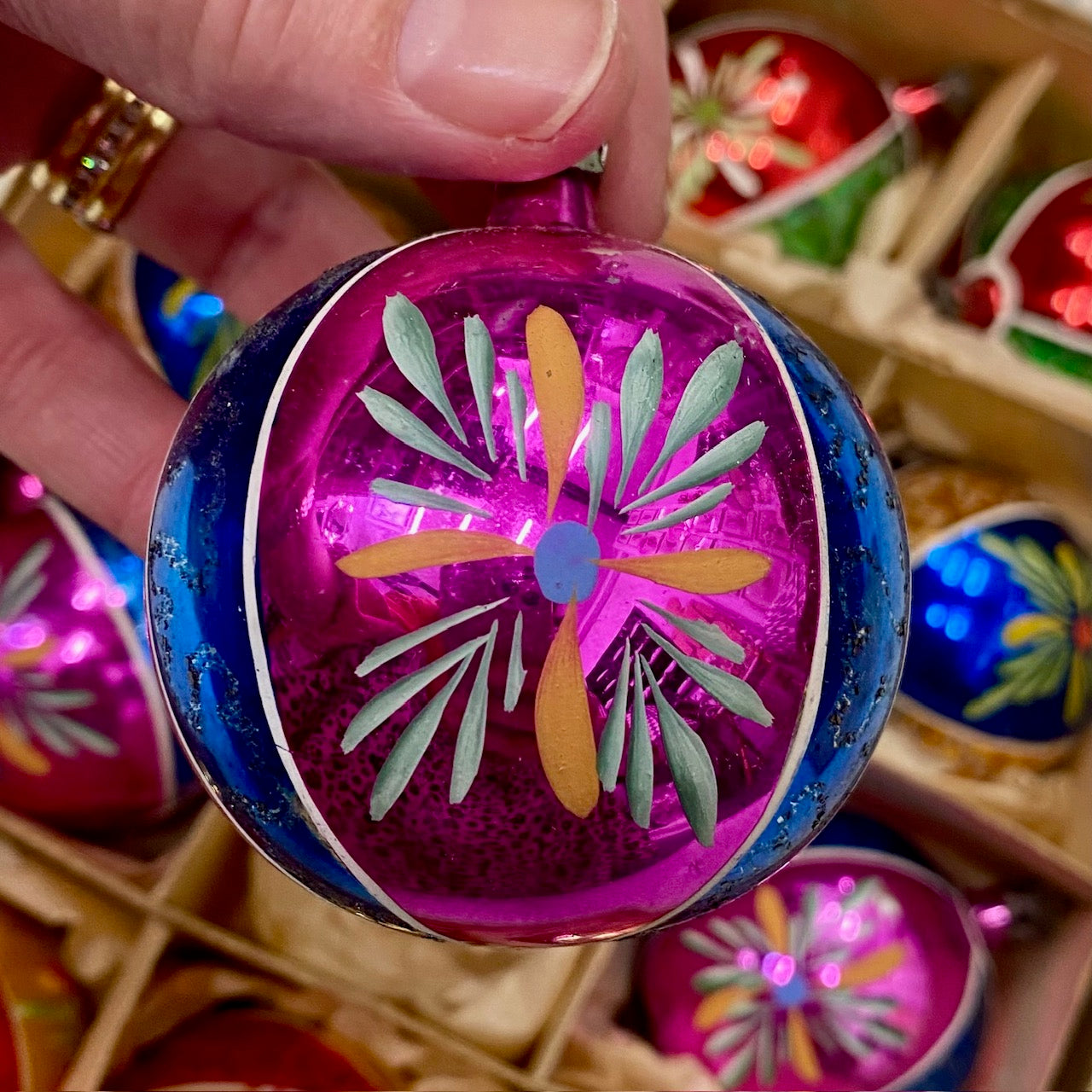 Vintage Mercury Glass Baubles, Set of 12