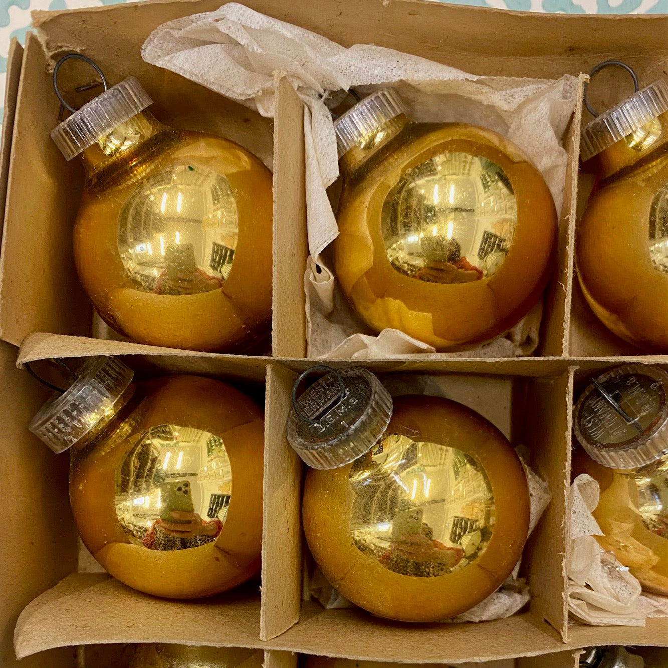 Vintage Gold Mercury Glass Baubles, Mixed Sizes and Shades