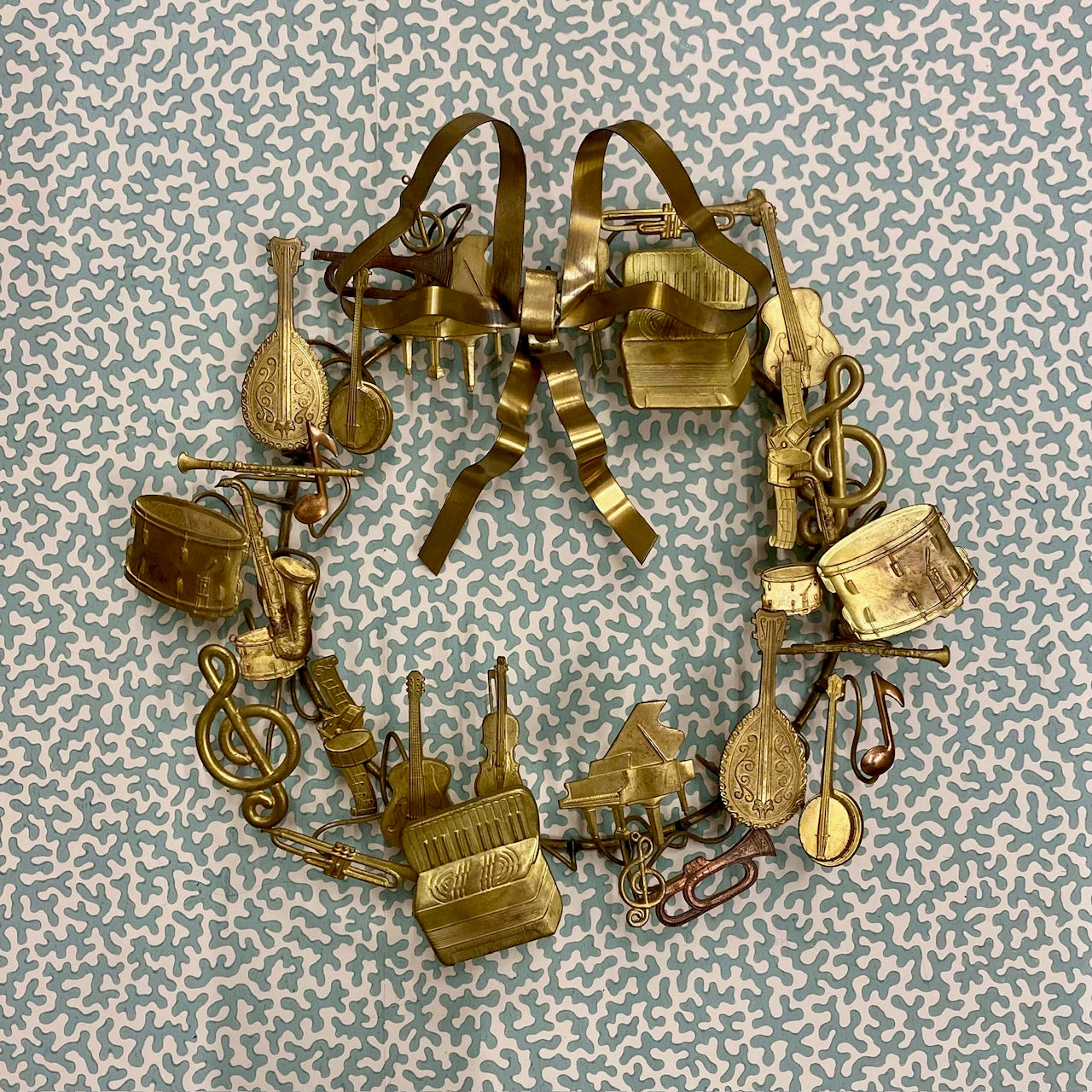 Vintage Small Brass Musical Wreath