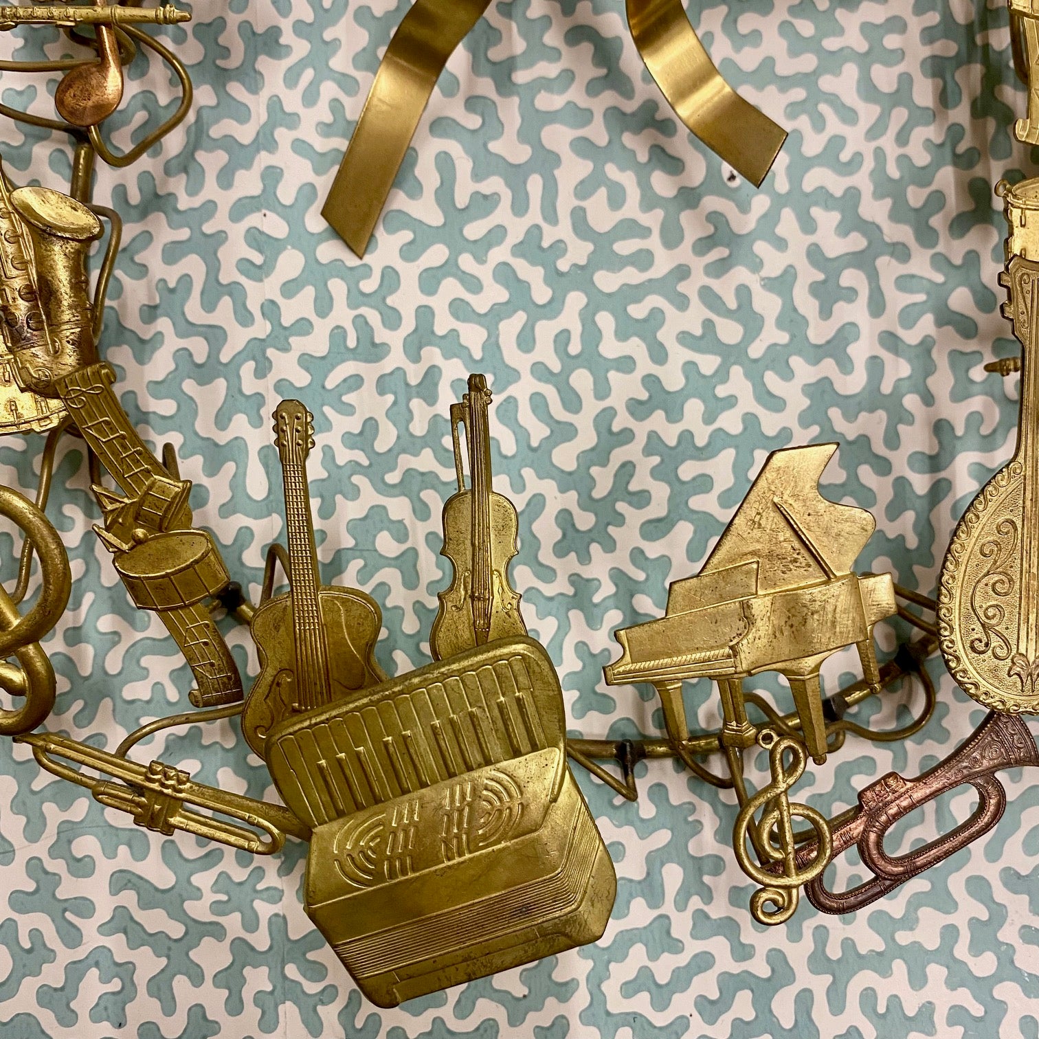 Vintage Small Brass Musical Wreath