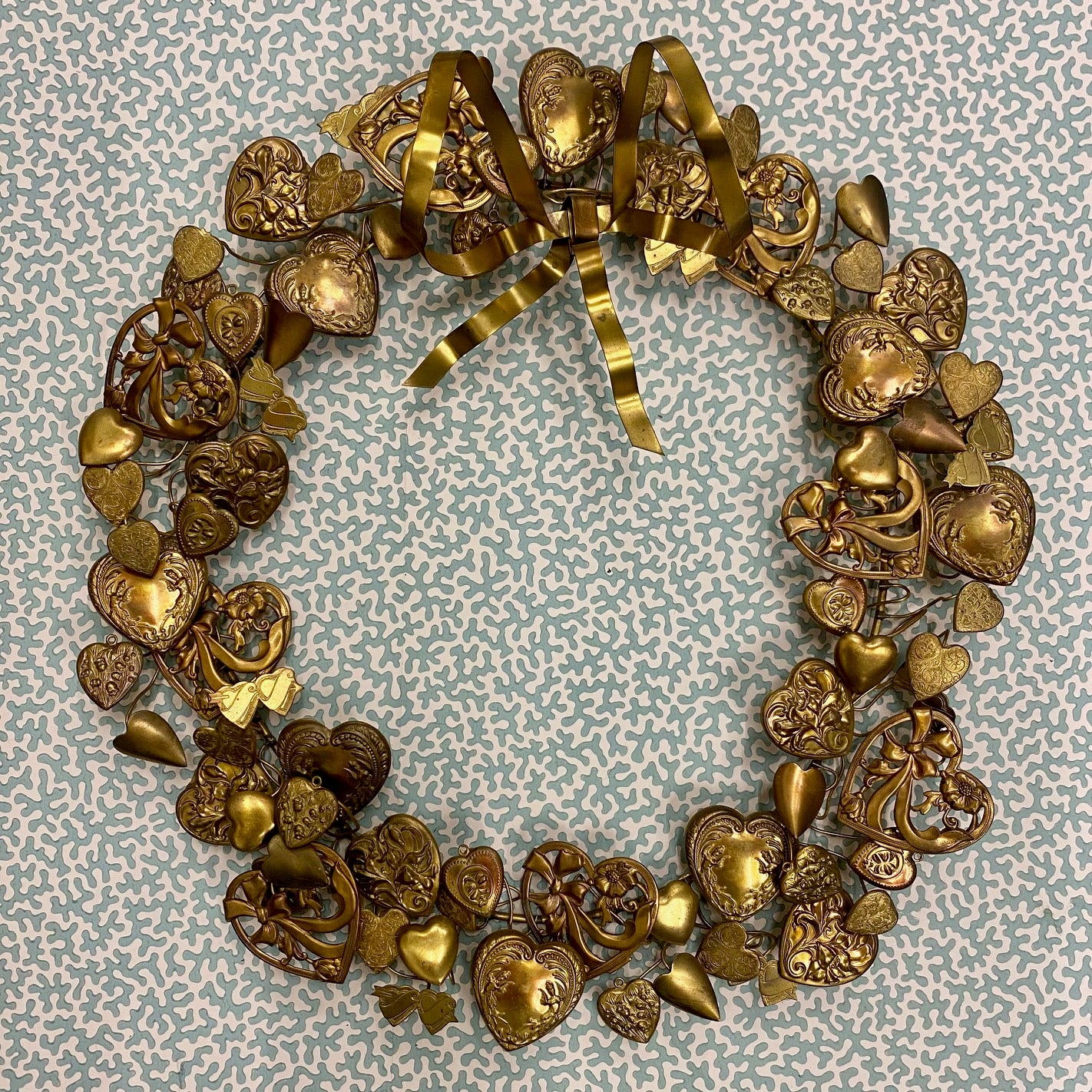 Vintage Brass Heart Wreath