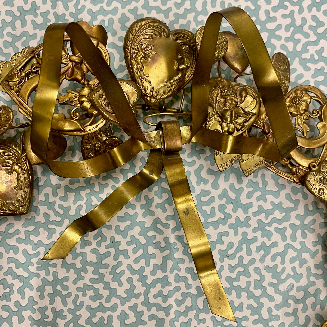 Vintage Brass Heart Wreath