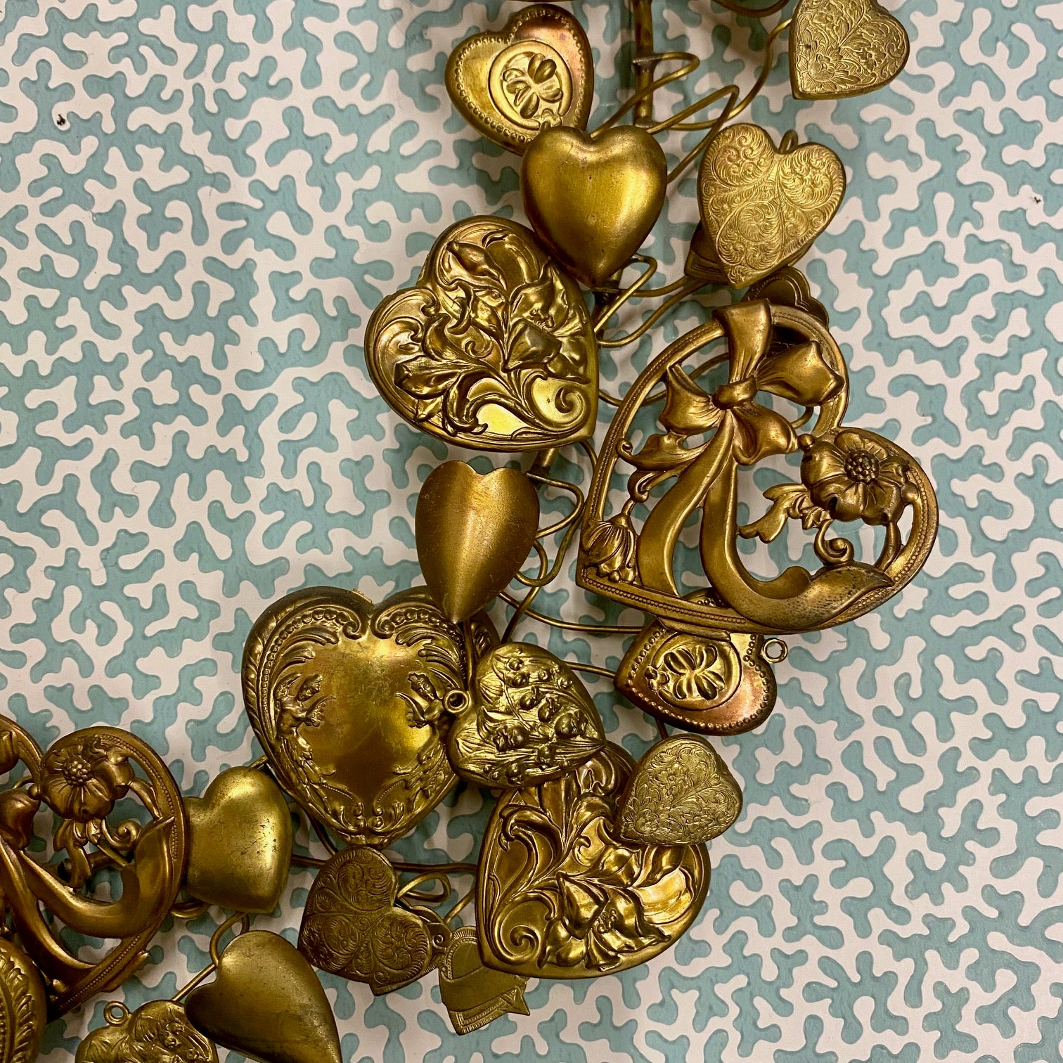 Vintage Brass Heart Wreath