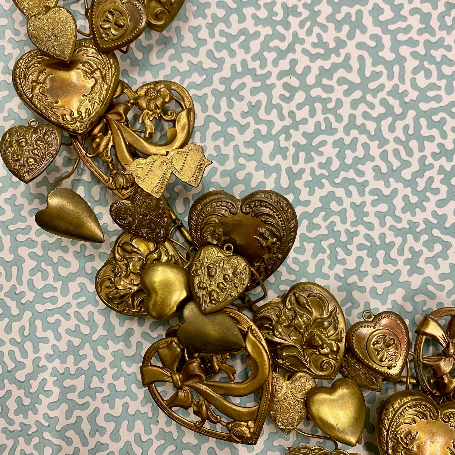 Vintage Brass Heart Wreath