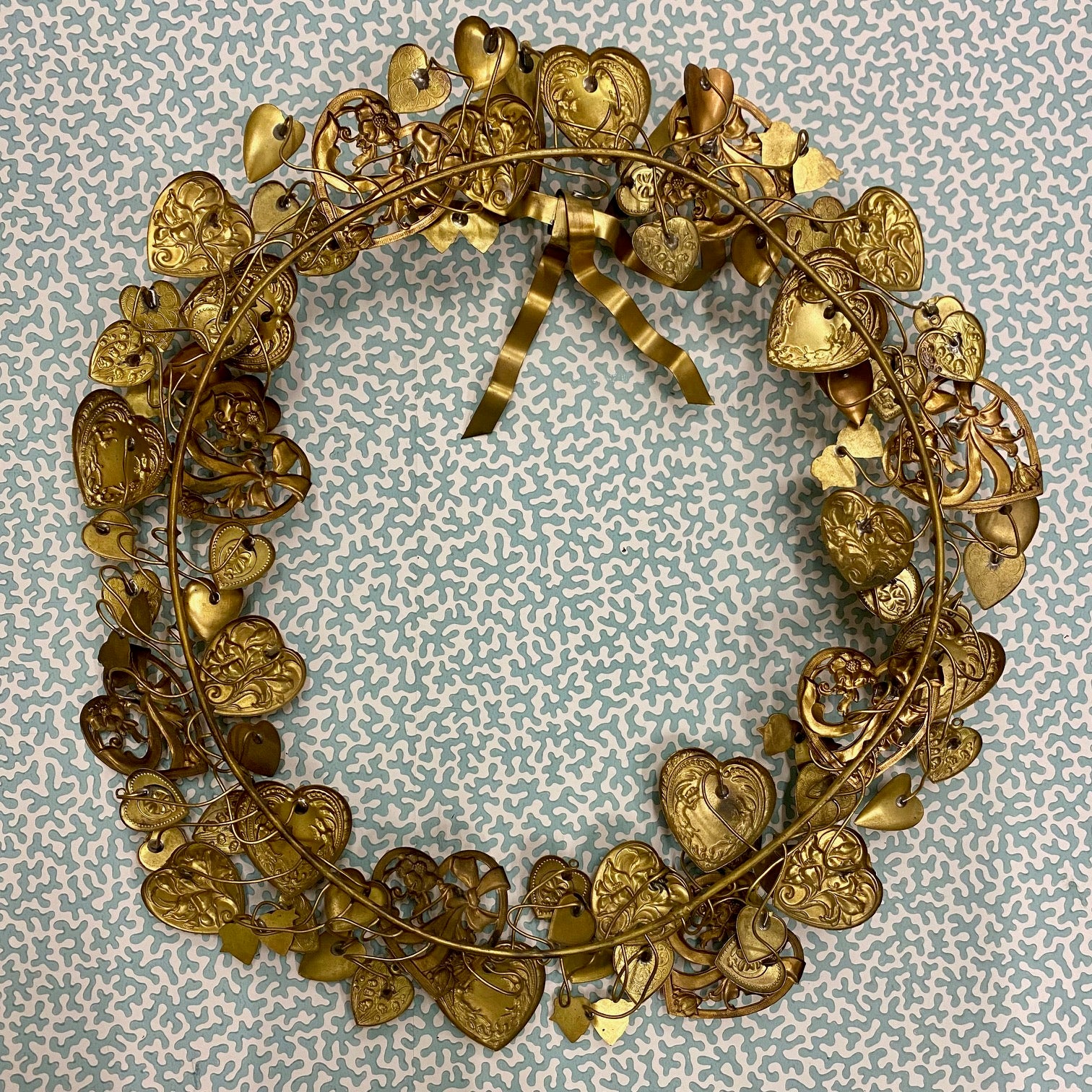 Vintage Brass Heart Wreath