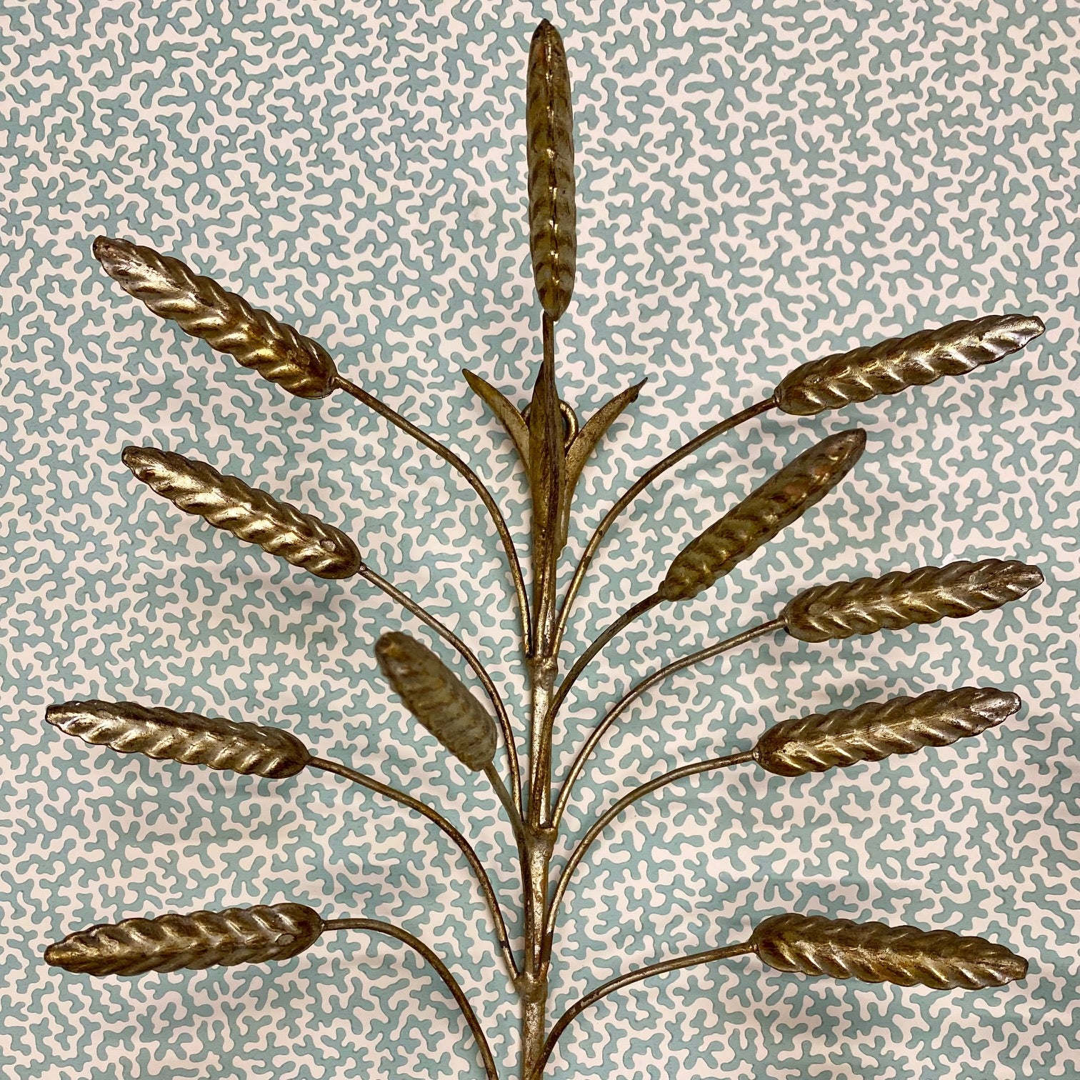 Pair Silver Gilt Wheatsheaf Double Sconces