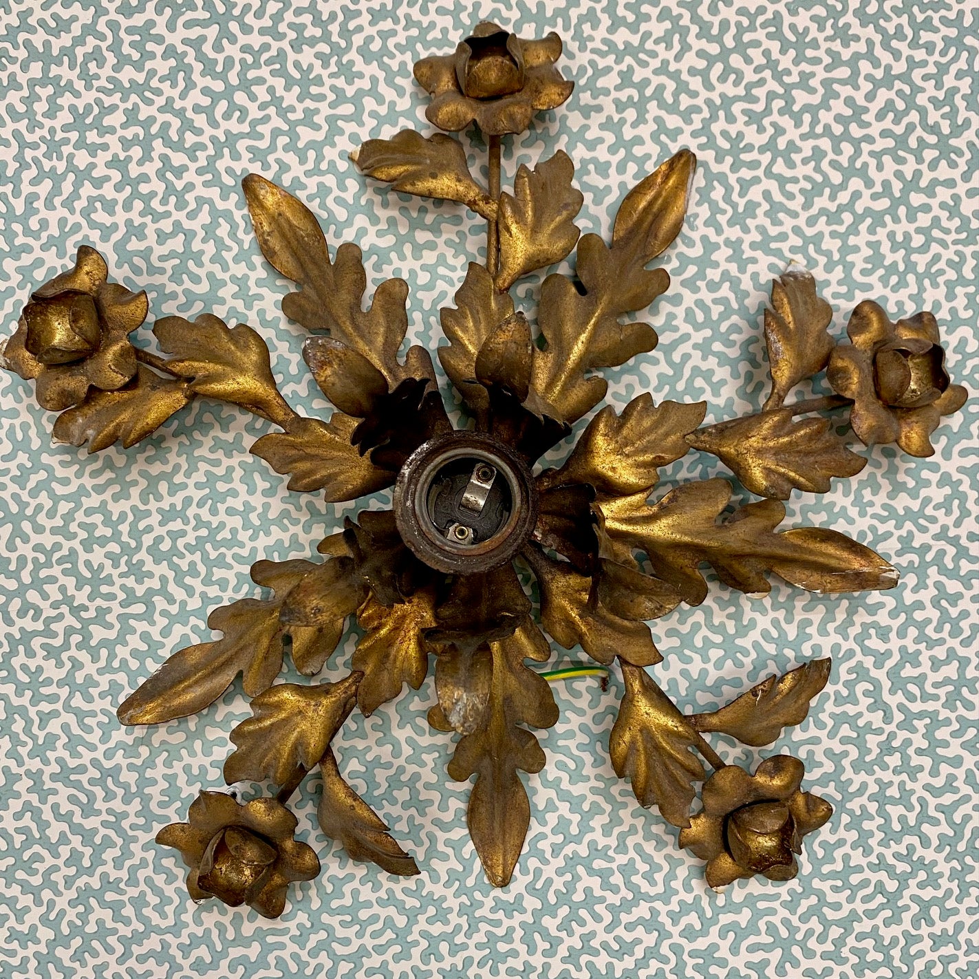 Pair 1950's Italian Flush Ceiling or Wall Lights