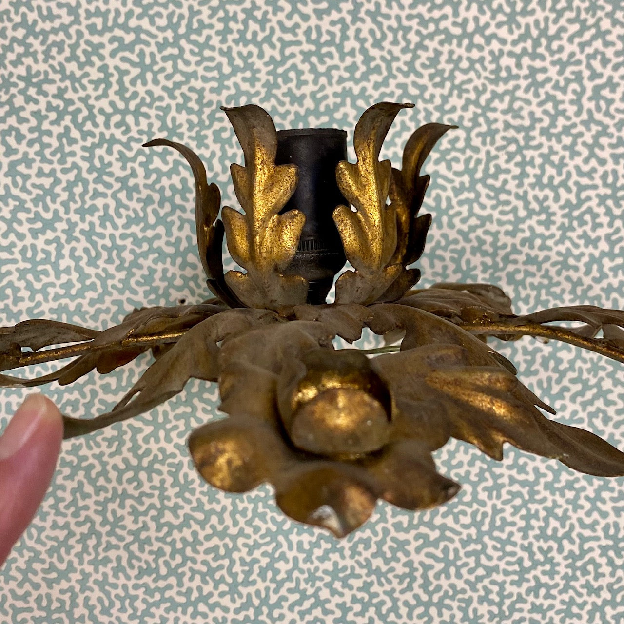 Pair 1950's Italian Flush Ceiling or Wall Lights