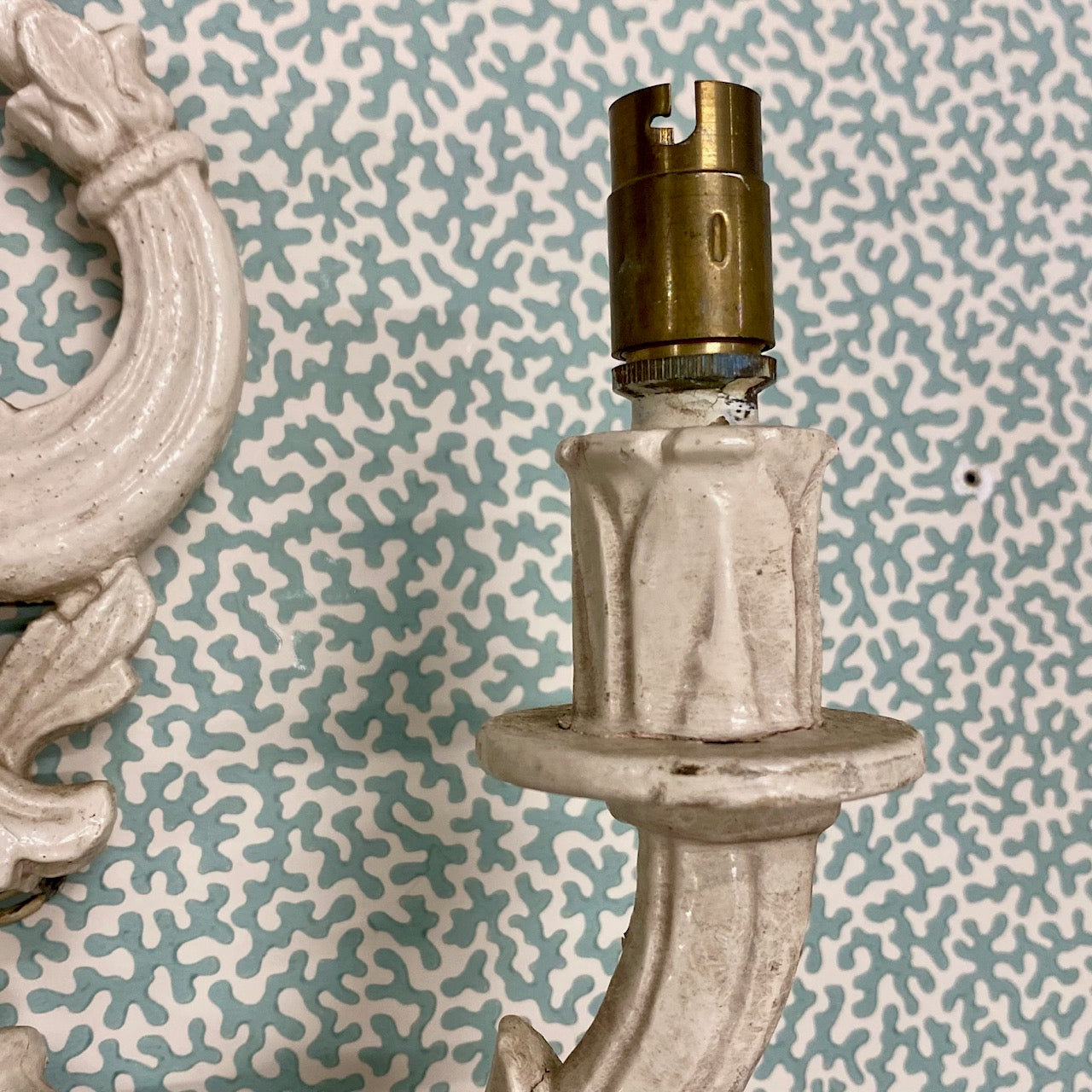 Trio Vintage White Painted Sconces