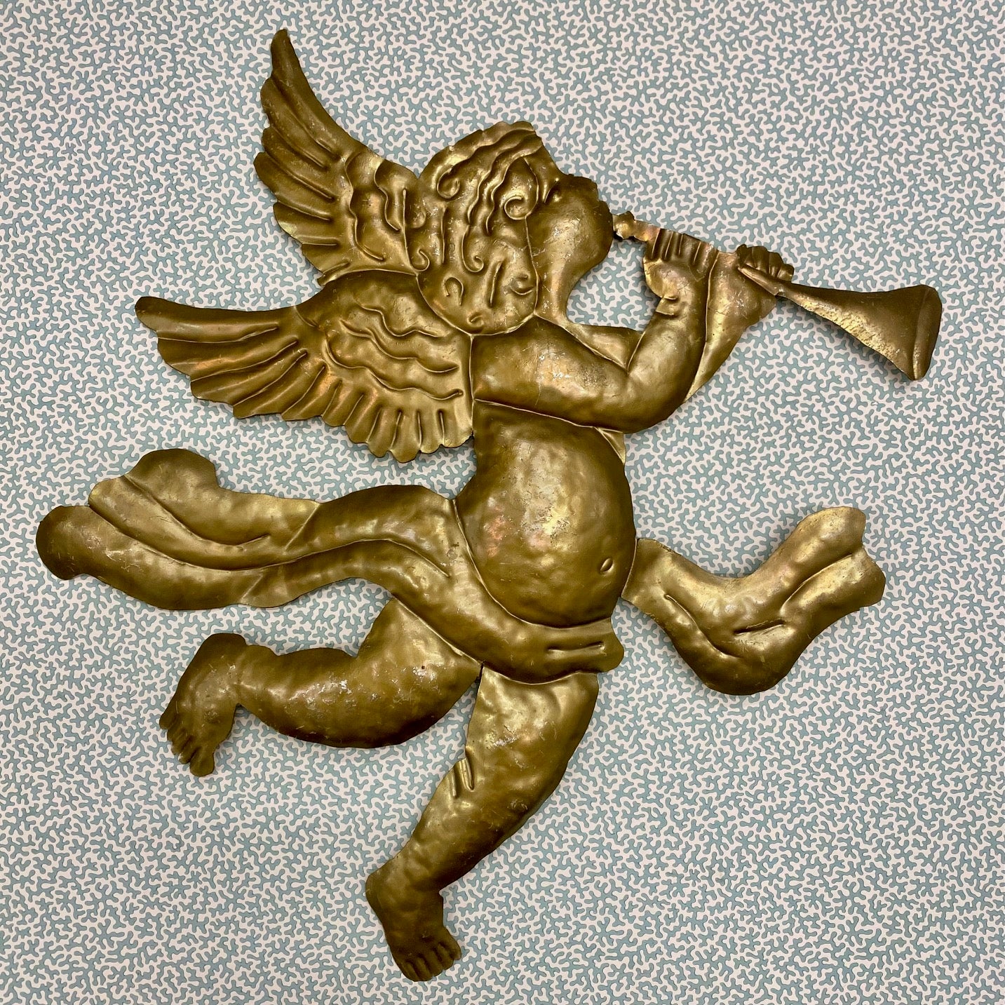 Large Pair of Vintage Gold Metal Cherubs