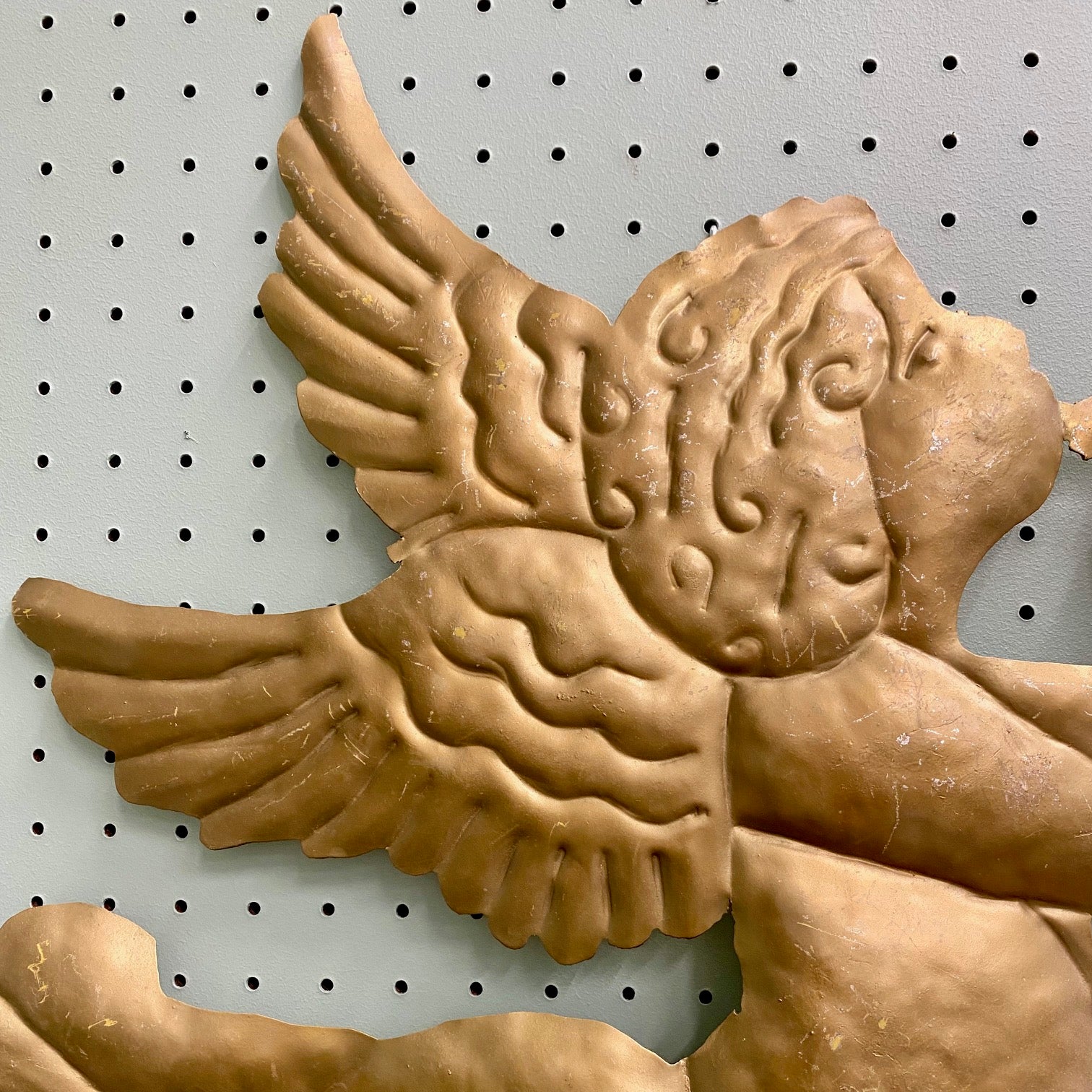 Large Pair of Vintage Gold Metal Cherubs