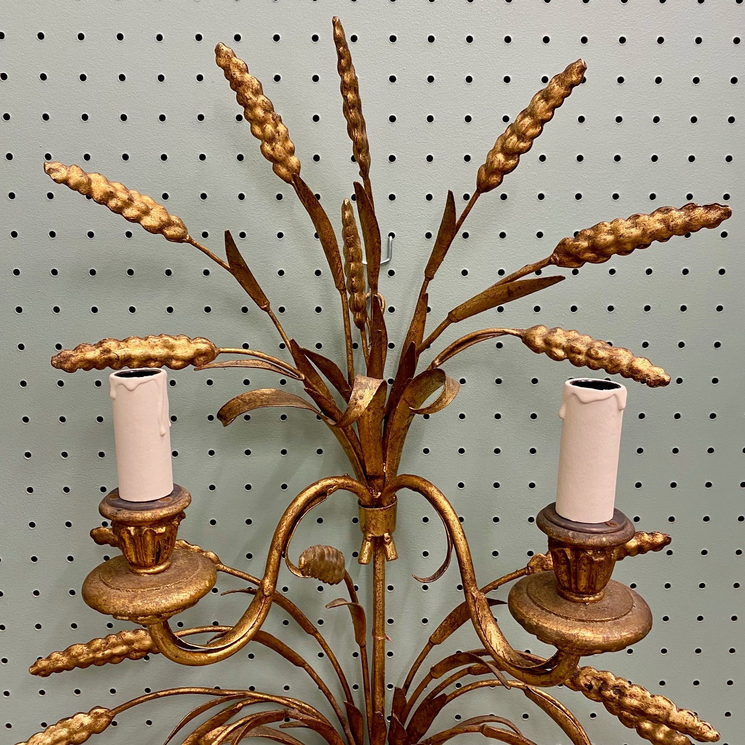 Large Pair Italian Gilt Wheatsheaf Sconces