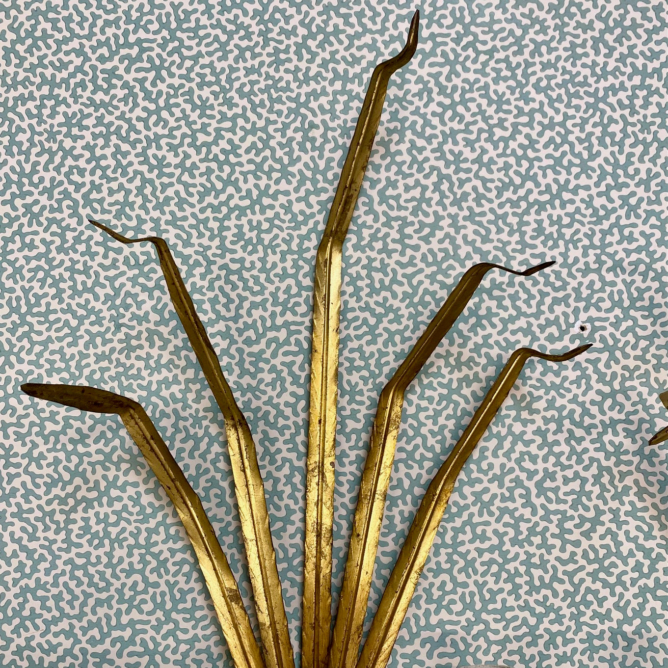 Pair Italian Gilt Tole Leaf Sconces