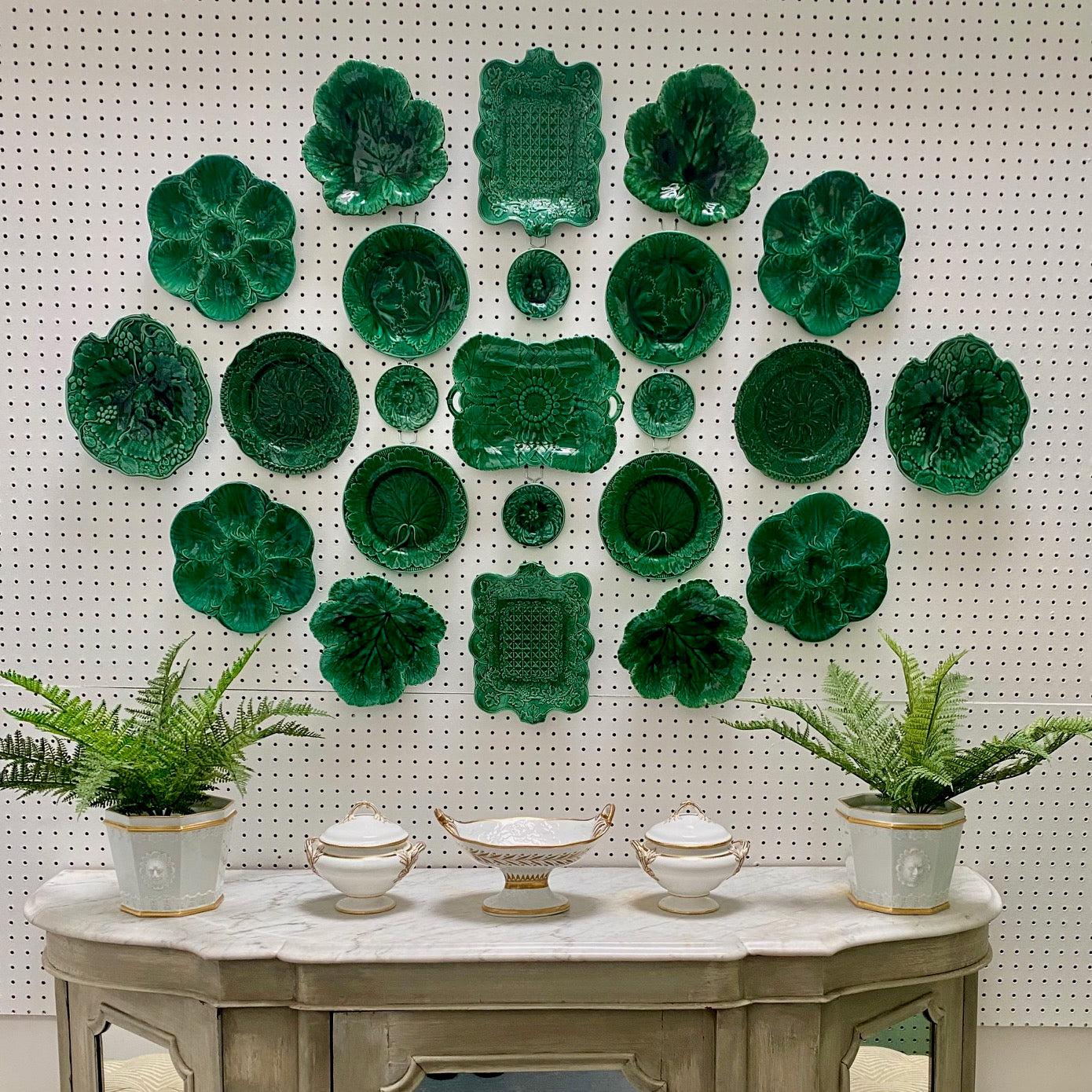 Large Antique Green Leaf Wall Display