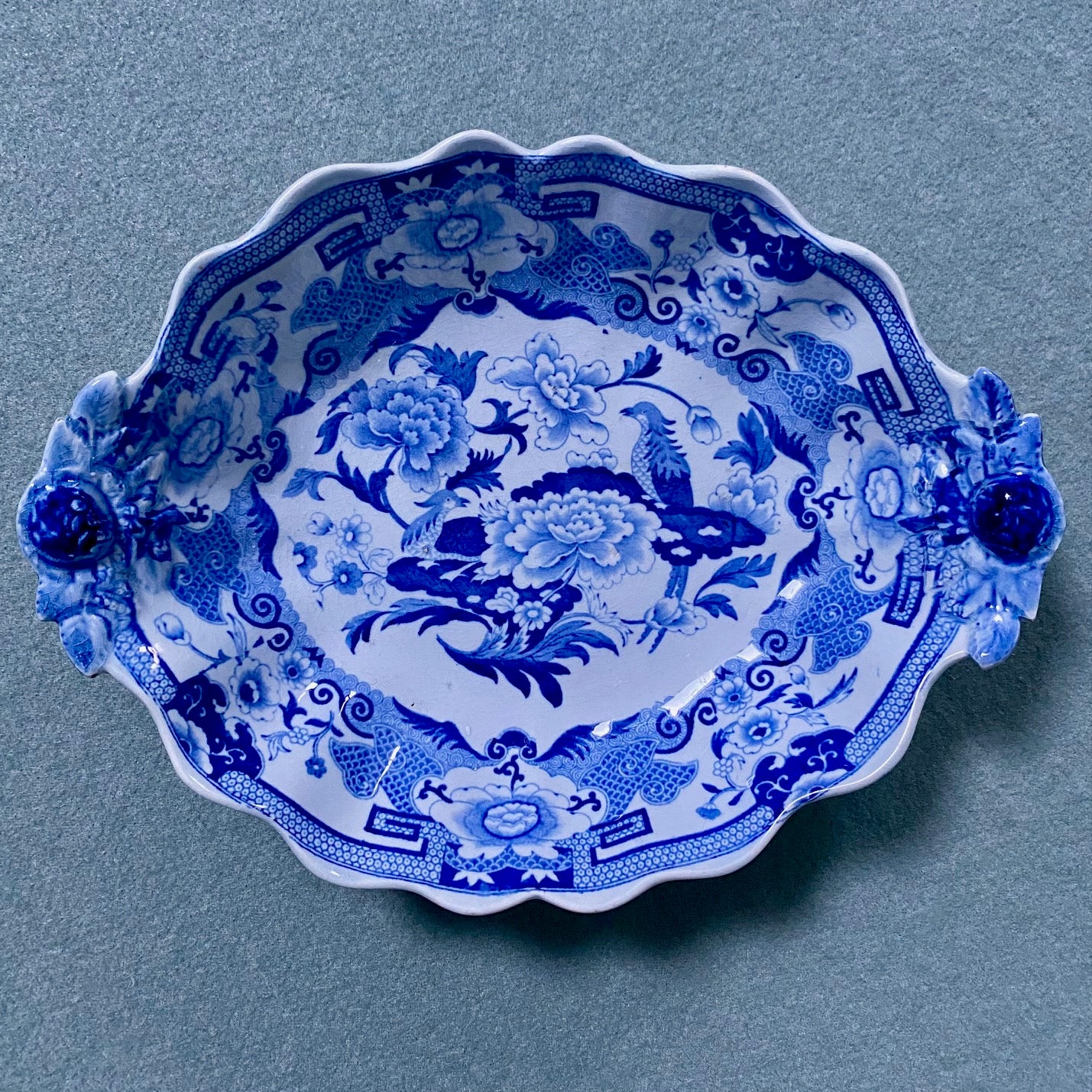 Large Antique Blue & White Wall Display