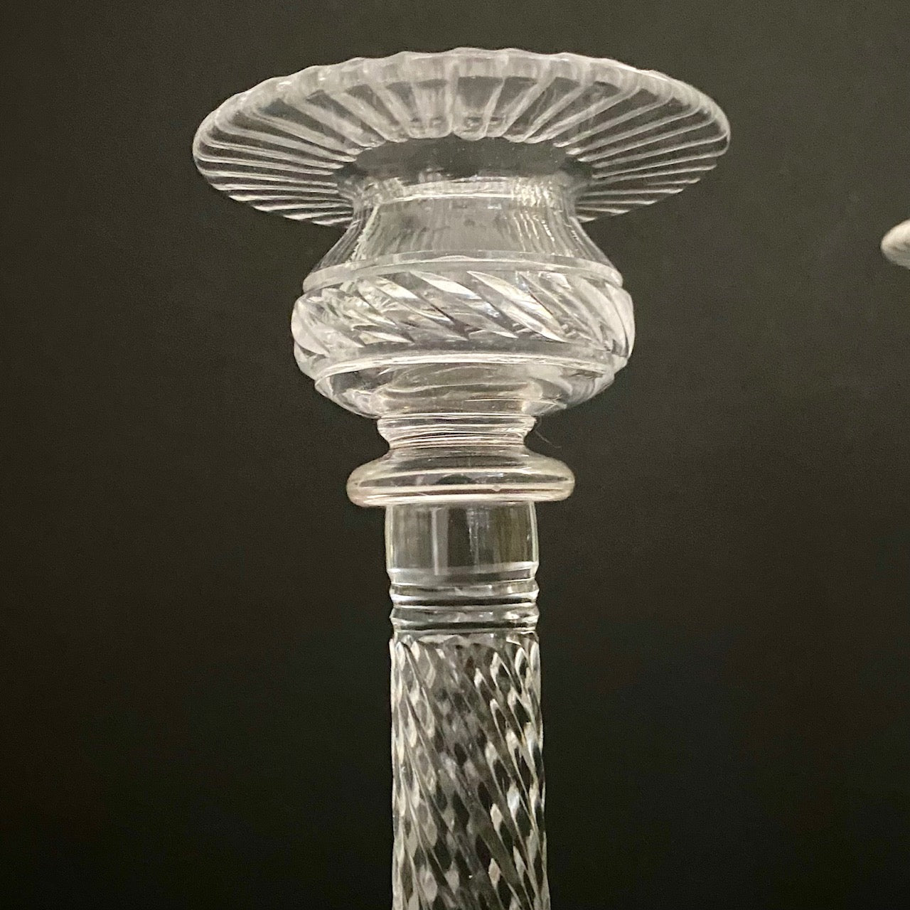 Exceptional TALL Pair Victorian Crystal Candlesticks