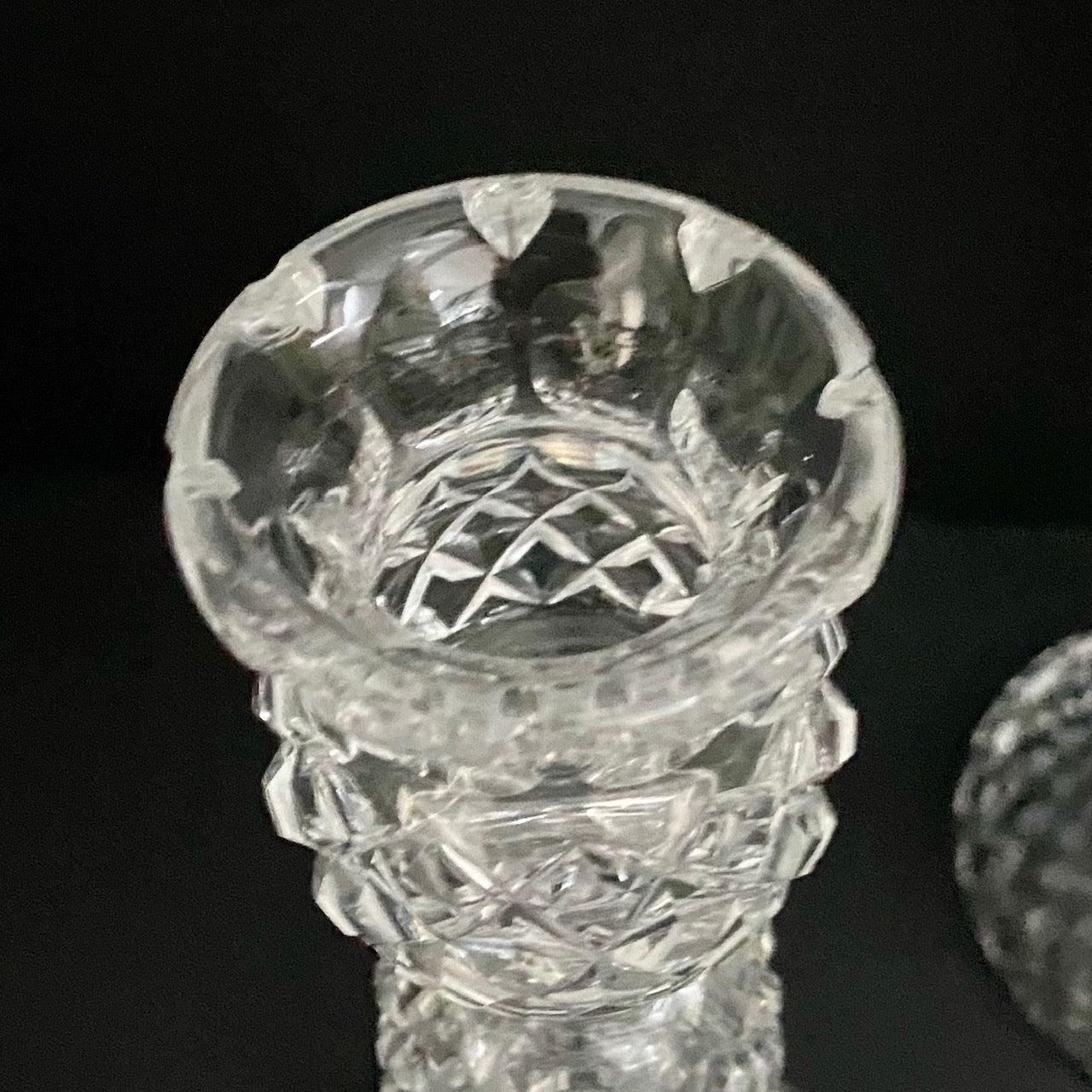 Pair Heavily Cut Glass Candlesticks