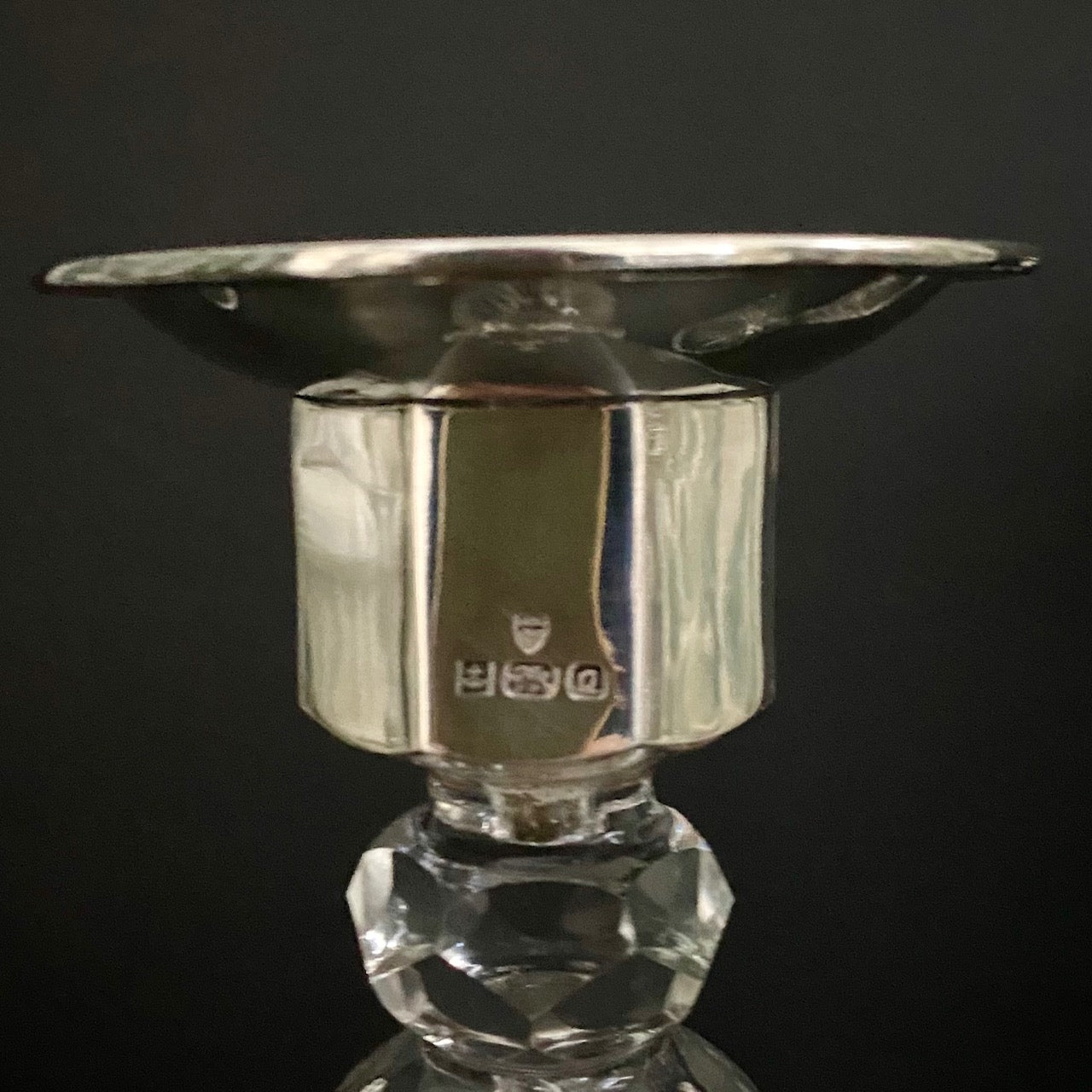 Pair Fabulous Tall Crystal Silver Topped Candlesticks