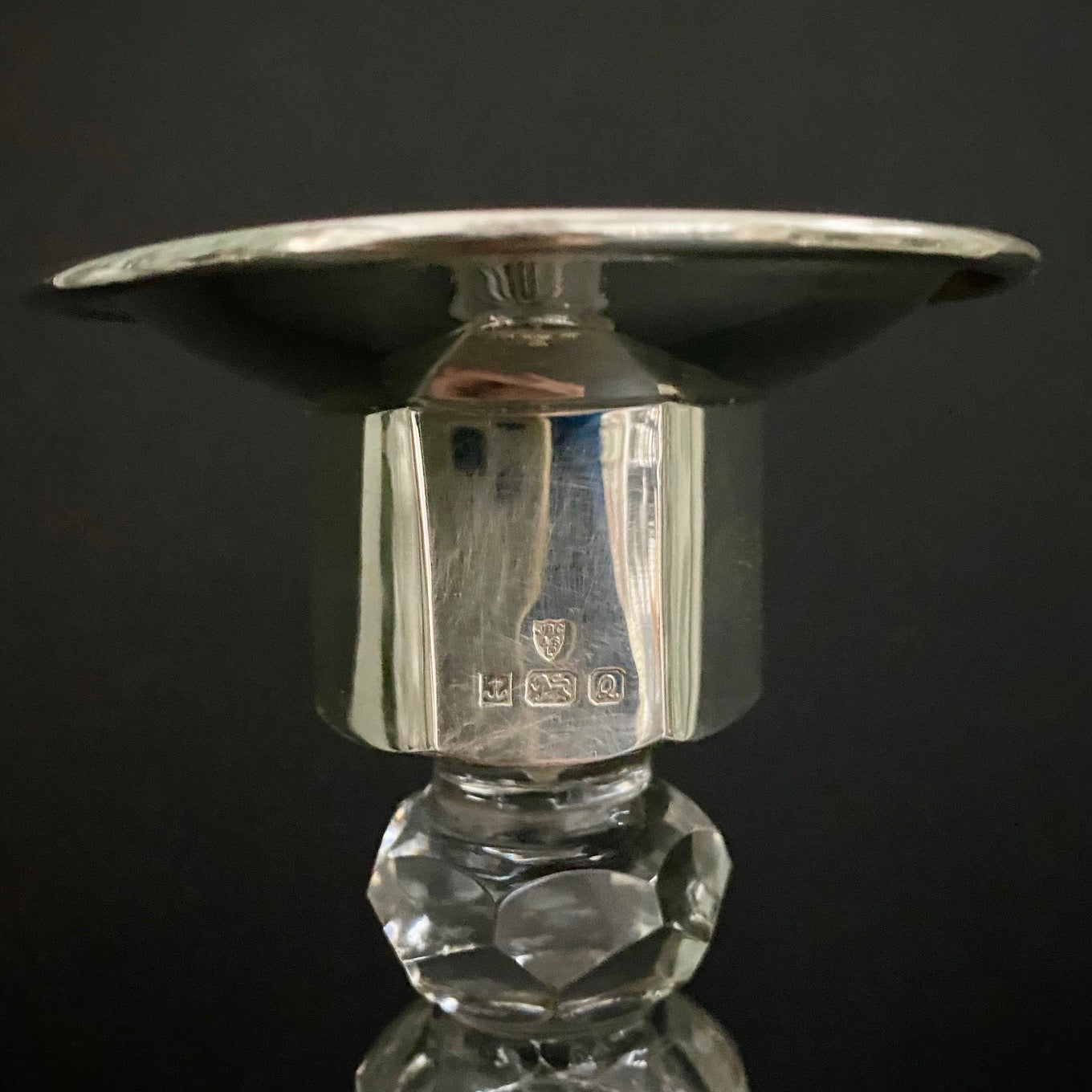 Pair Fabulous Tall Crystal Silver Topped Candlesticks