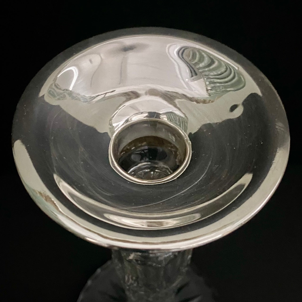 Pair Fabulous Tall Crystal Silver Topped Candlesticks