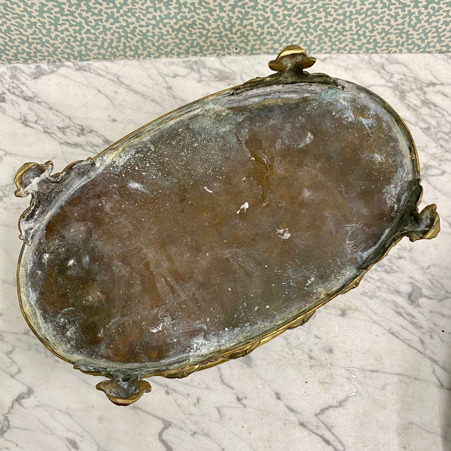 Stunning Antique Brass Planter with Floral Decoration