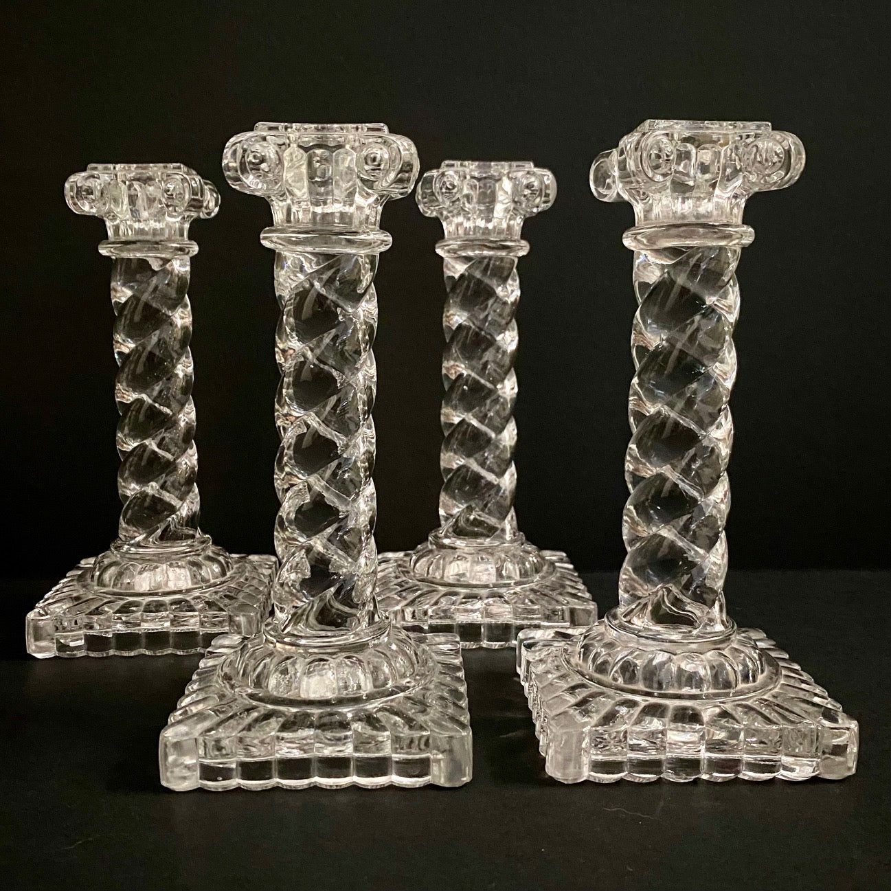 Pair Stunning Baccarat Crystal Twist Column Crystal Candlesticks