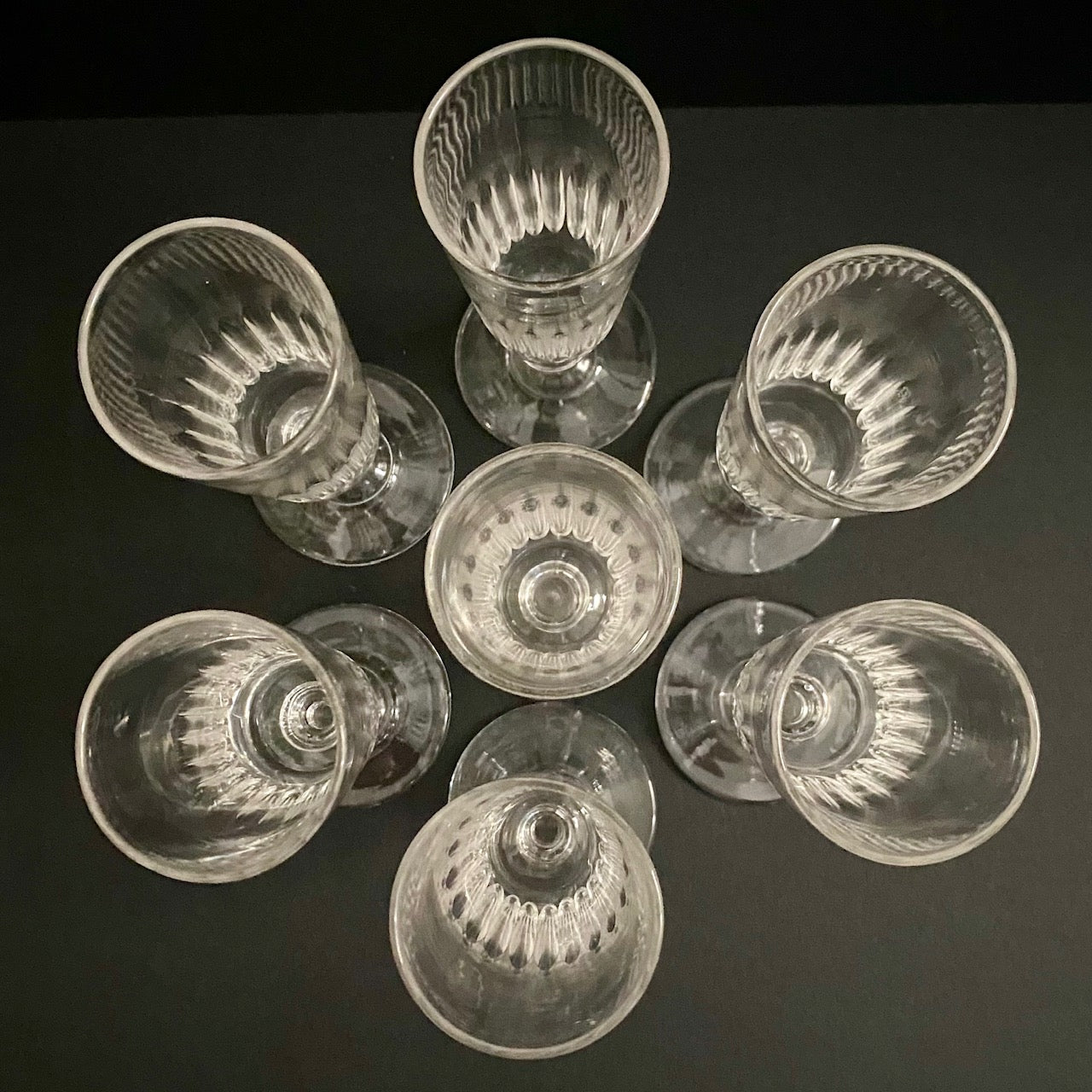 Lovely 1890's Crystal Champagne Flutes Set of 7