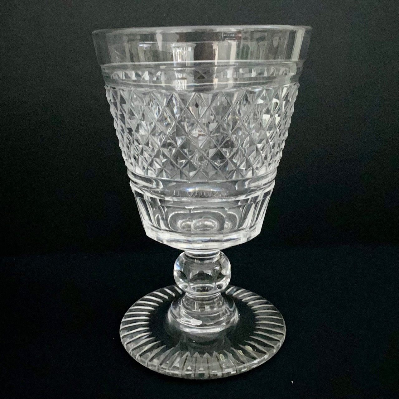 Handsome 1850's Cut Crystal Wine Glasses Set of 6