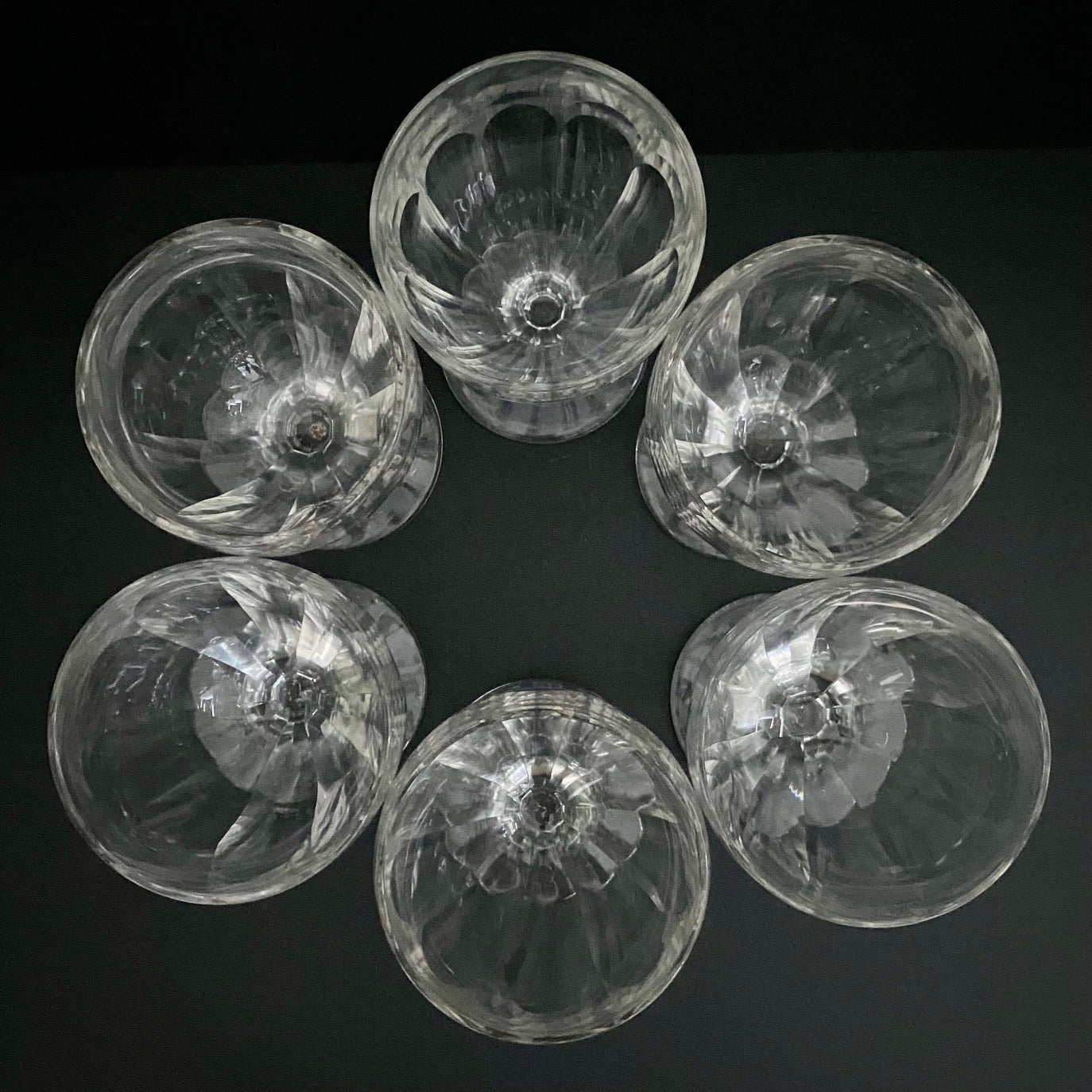 Large Early Victorian Crystal Wine Goblets Set of 6