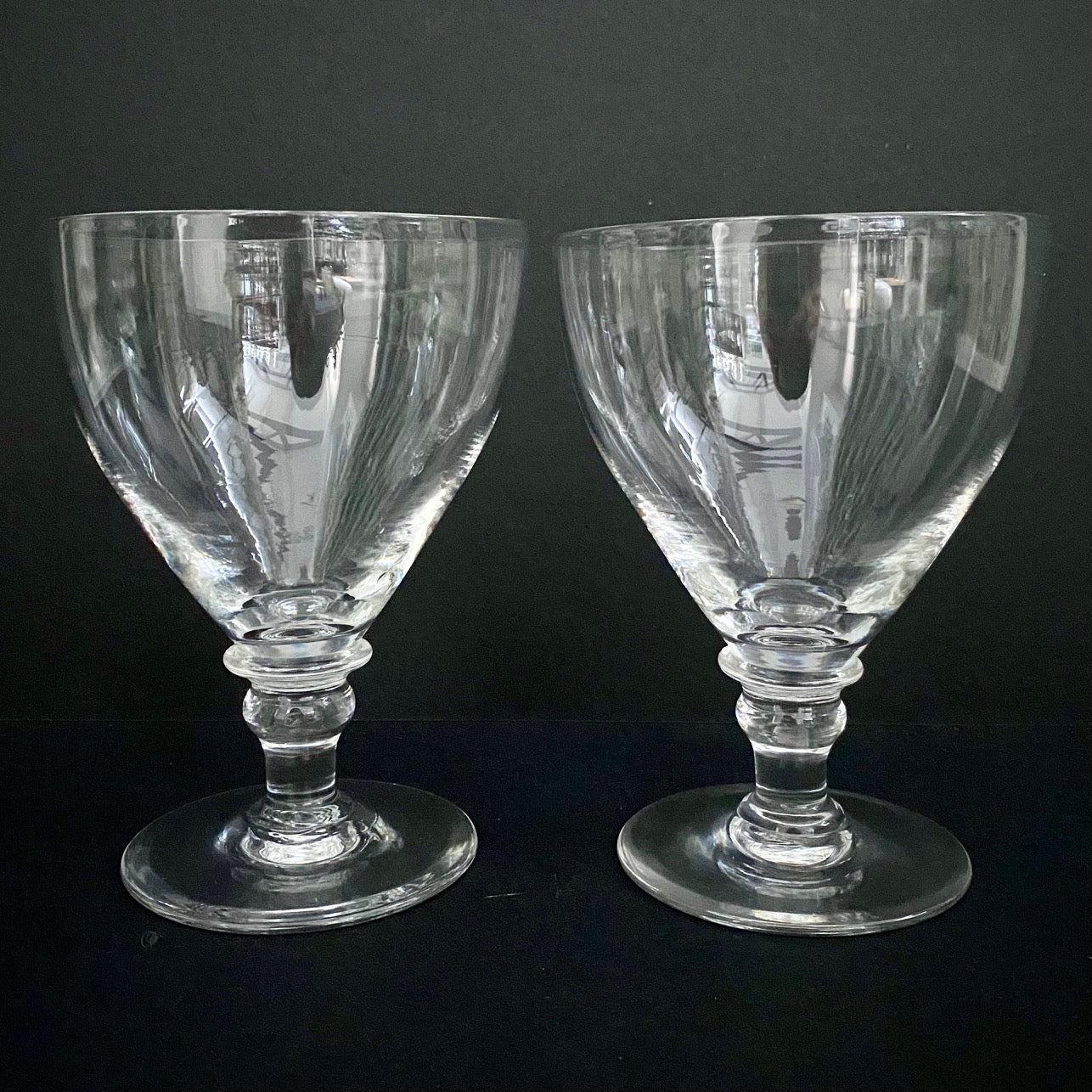 Pair Large Fabulous Antique Crystal Goblets