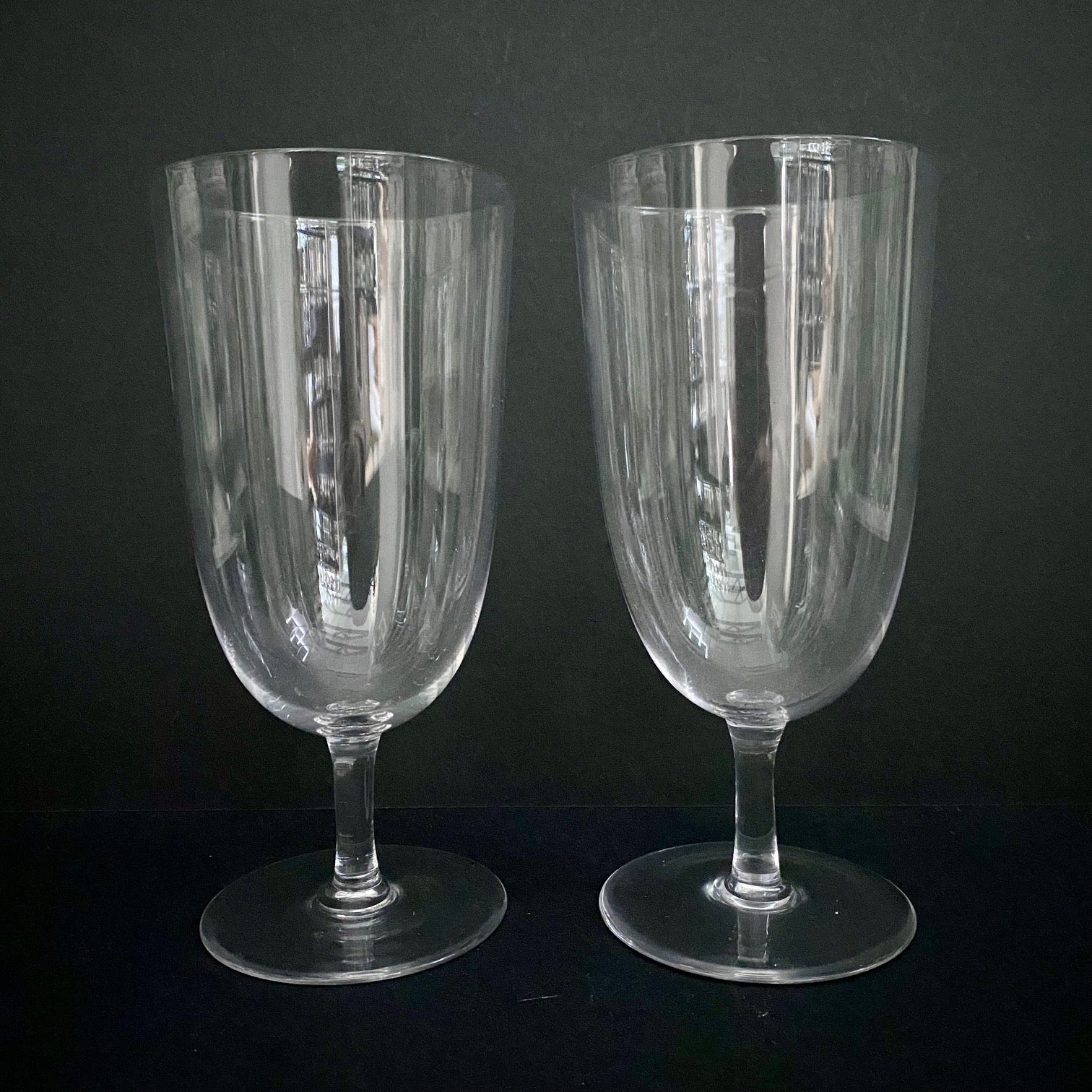 Pair Victorian Crystal Ale Glasses