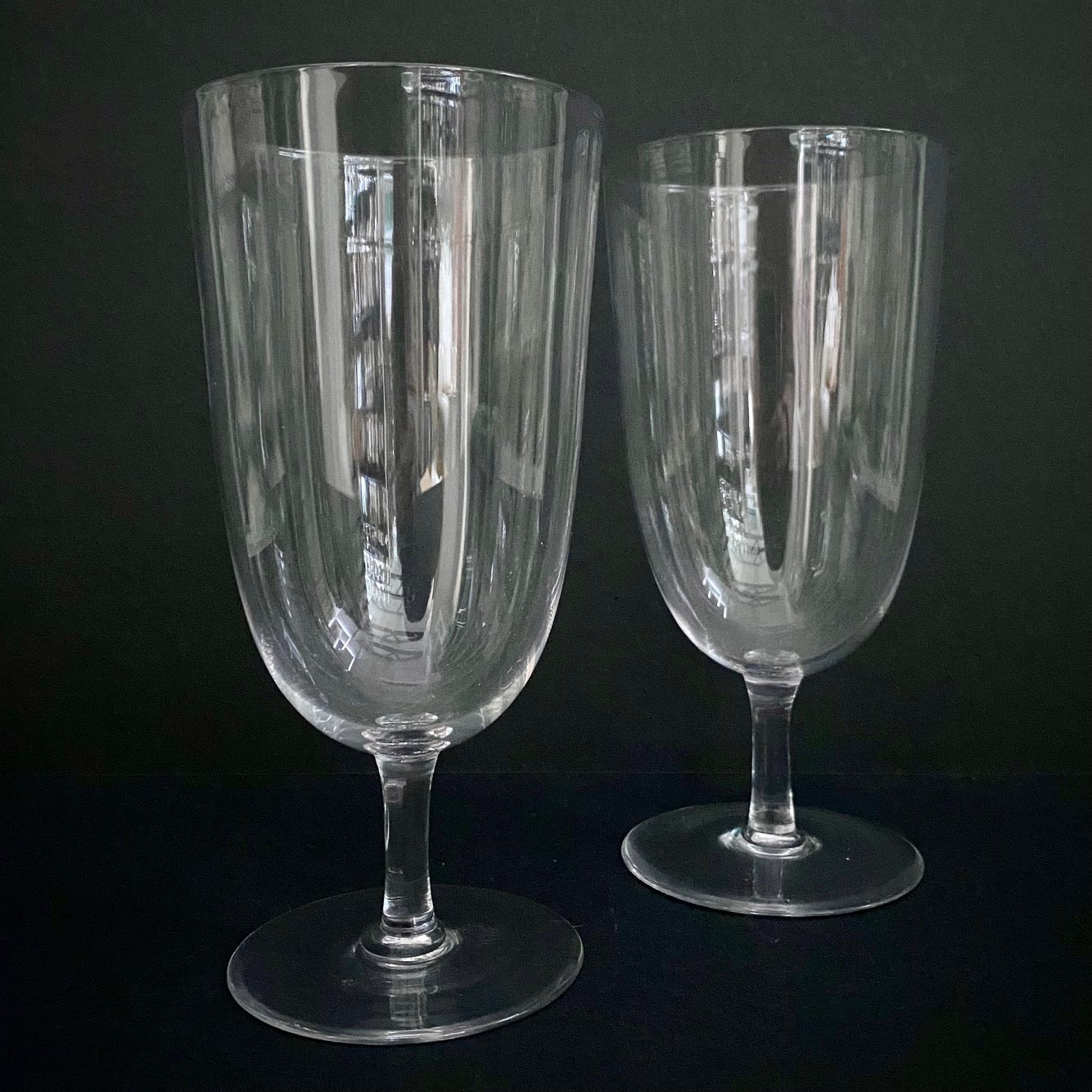 Pair Victorian Crystal Ale Glasses