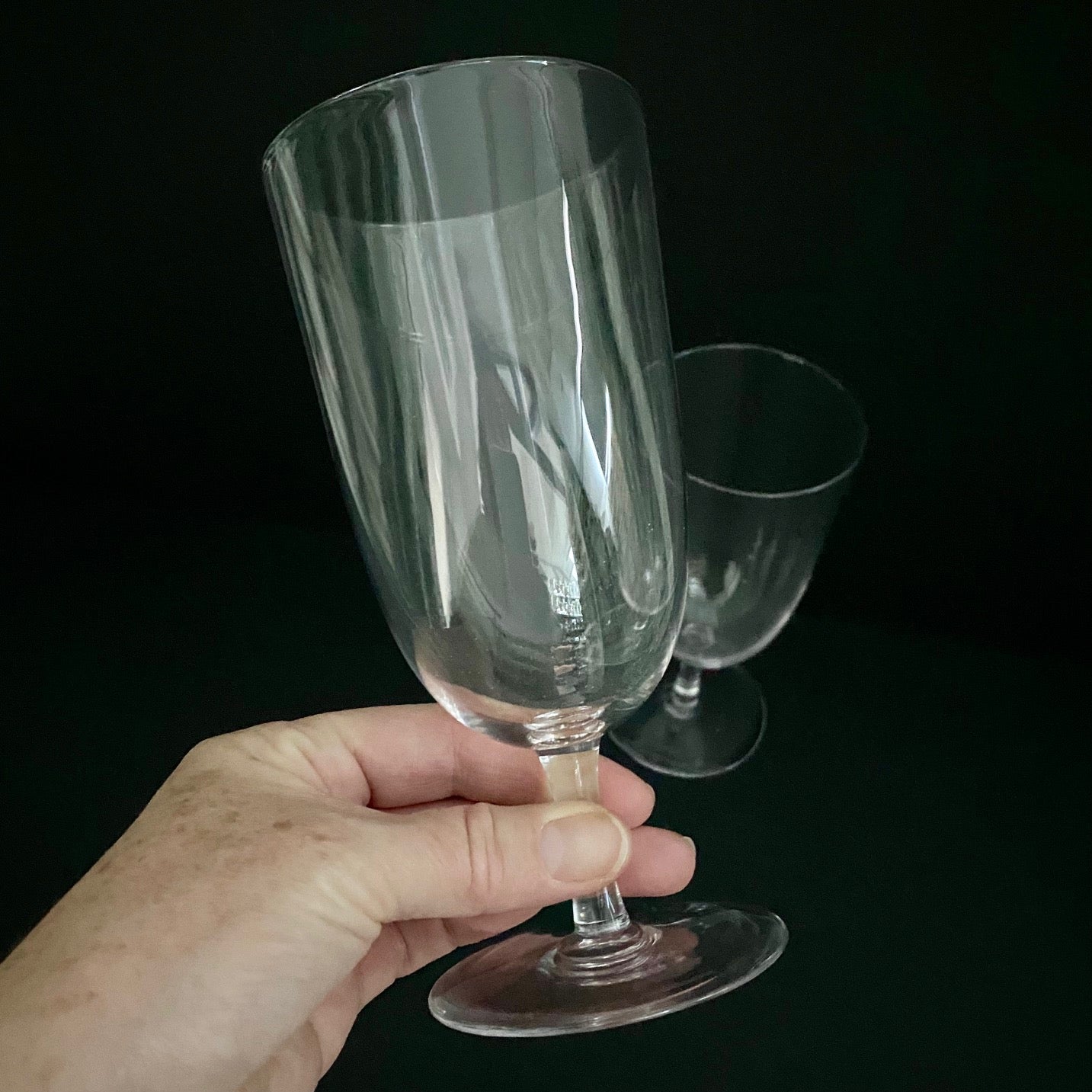 Pair Victorian Crystal Ale Glasses